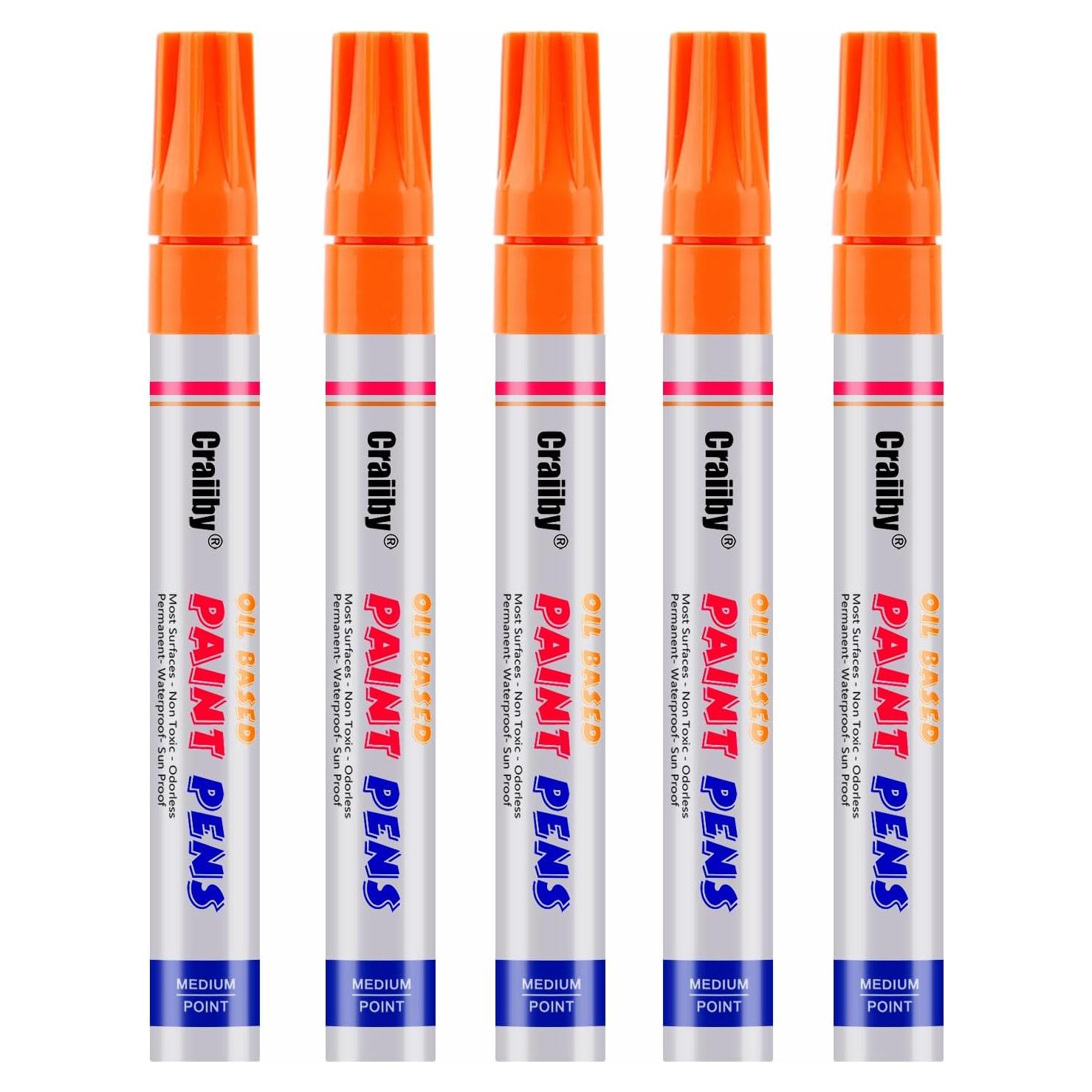 Marcadores de Pintura Permanente Craiiby Naranja, Paquete de 5
