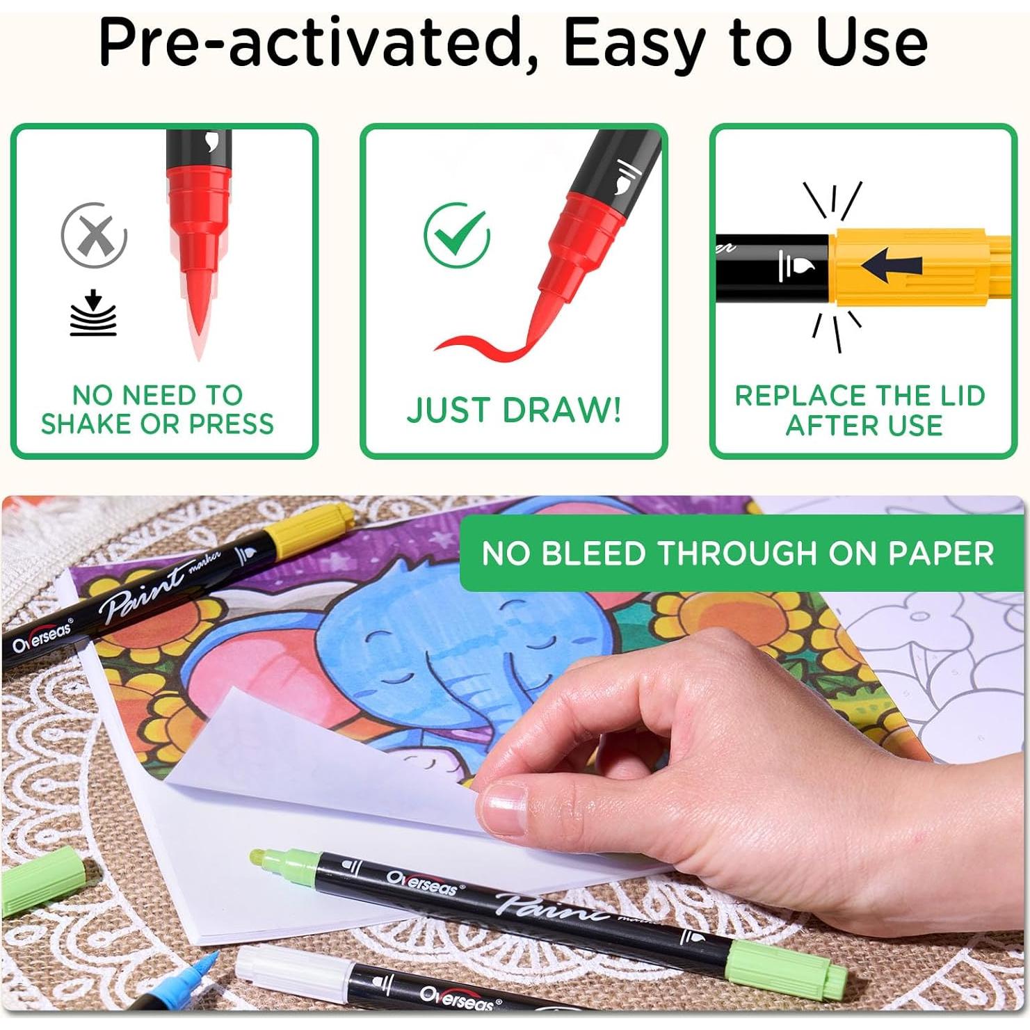 Marcadores Acrílicos Doble Punta Overseas, 2 Unidades, Blanco