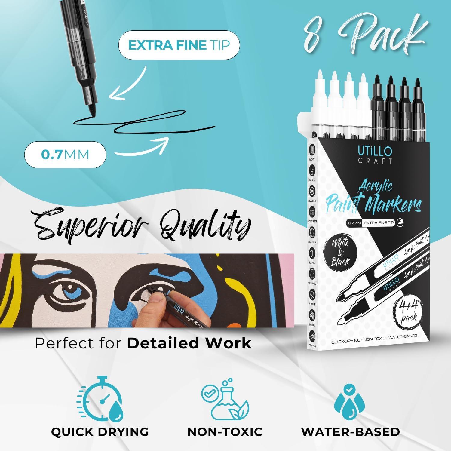 Bolígrafos de Pintura Acrílica Utillo Craft 0.7mm Paquete de 8