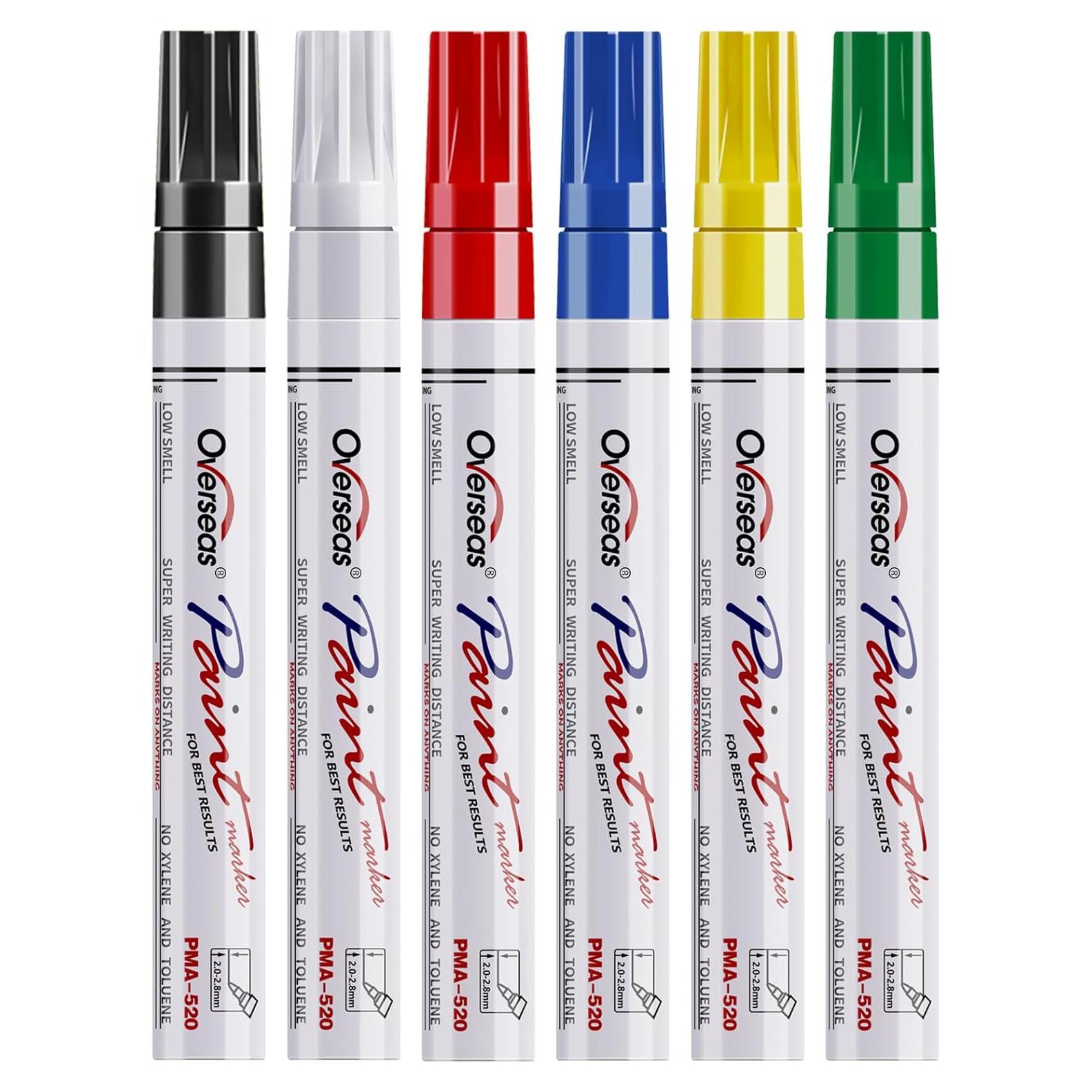 Marcadores de Pintura Permanentes Overseas, 6 Colores, 2mm