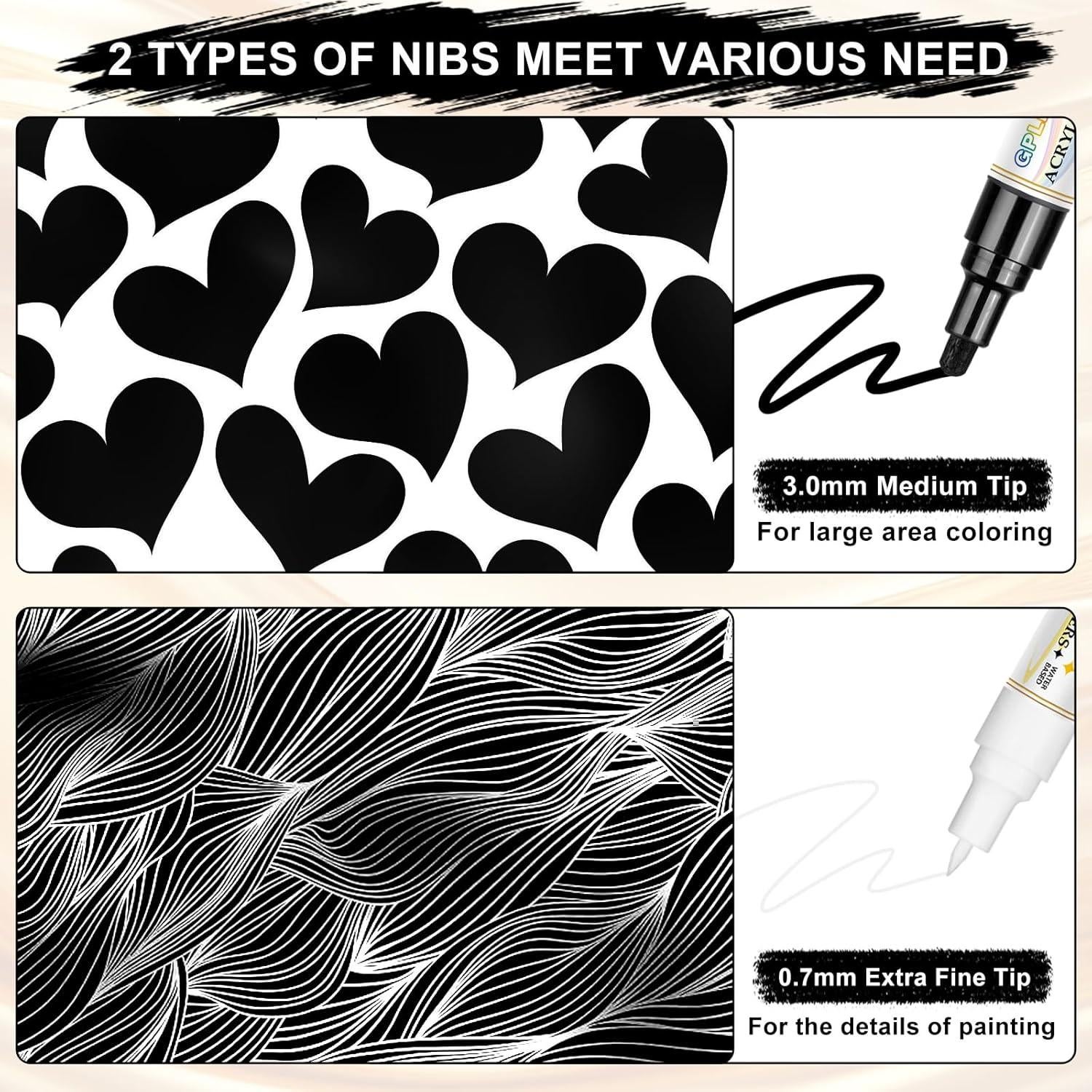 Marcadores Acrílicos GPLMQ Doble Punta 0.7mm y 3mm - 2 Unidades