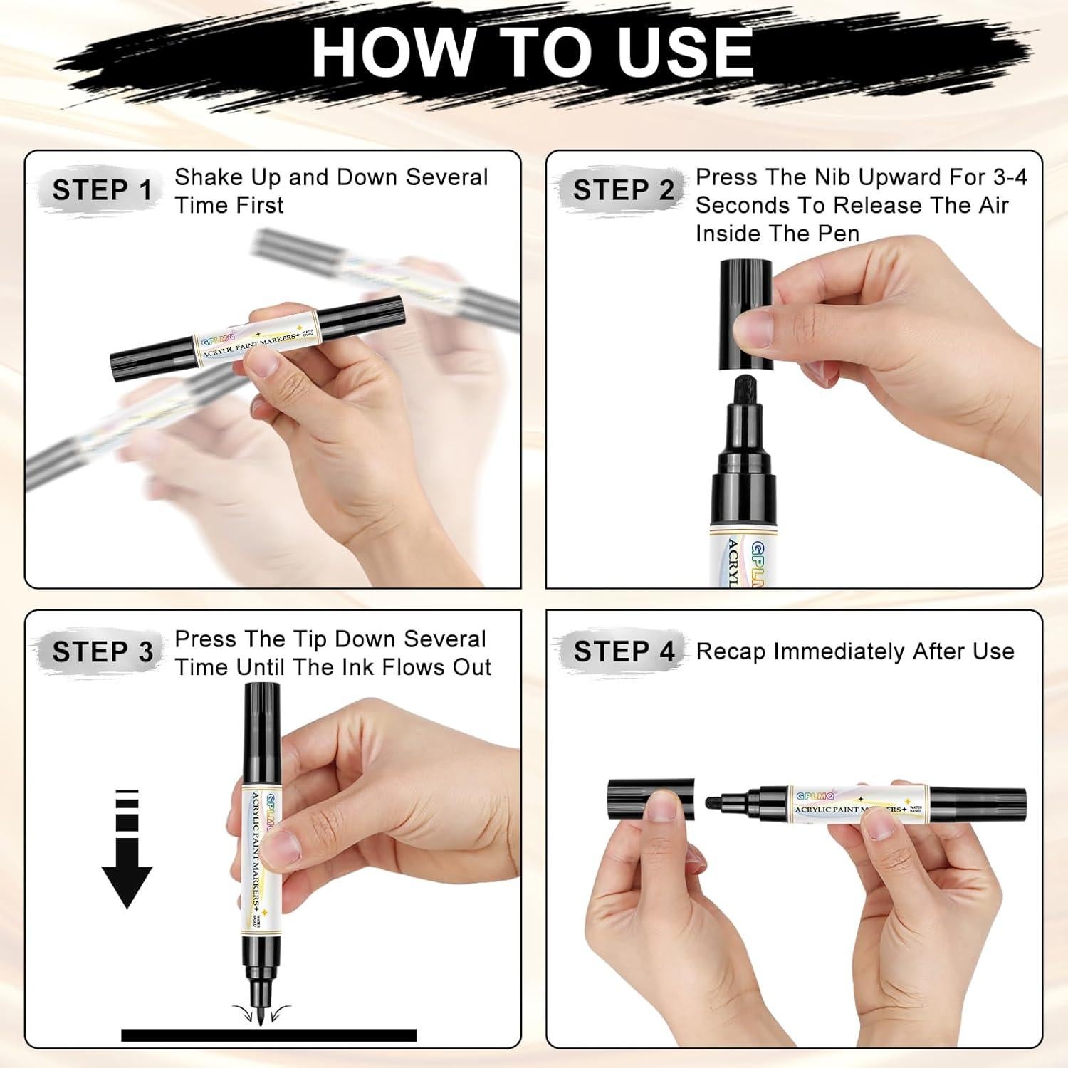 Marcadores Acrílicos GPLMQ Doble Punta 0.7mm y 3mm - 2 Unidades