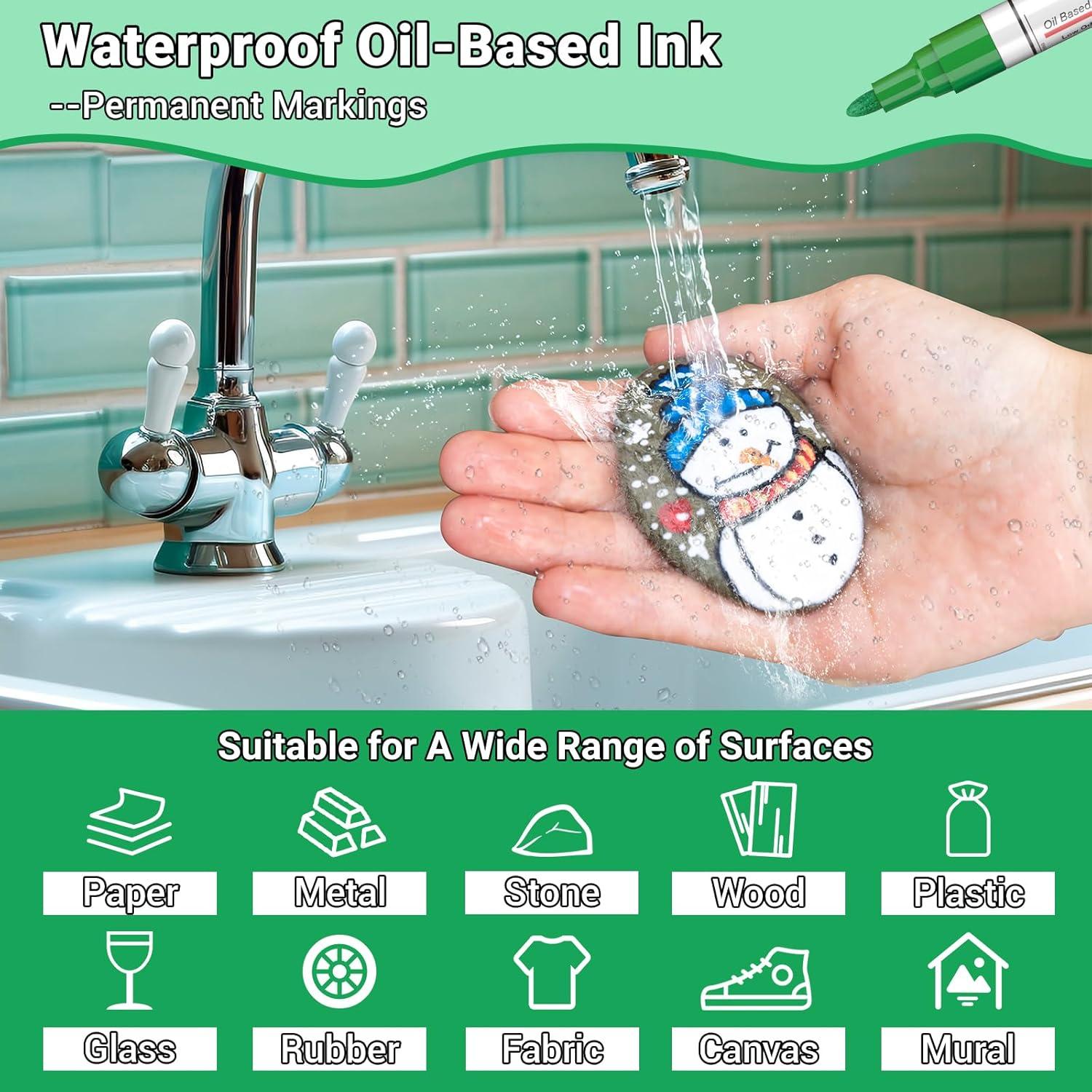 Marcadores de Pintura Permanente DAPAWIN - Juego de 12 Colores