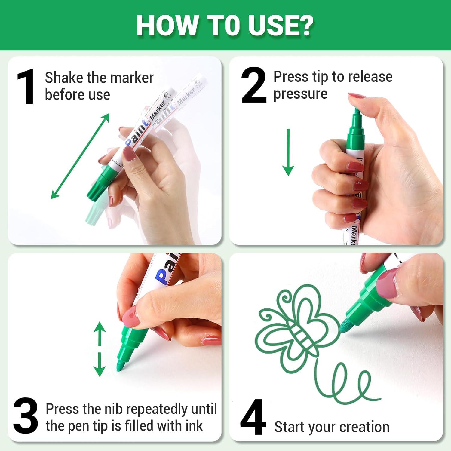 Marcadores de Pintura Permanente DAPAWIN - Juego de 12 Colores