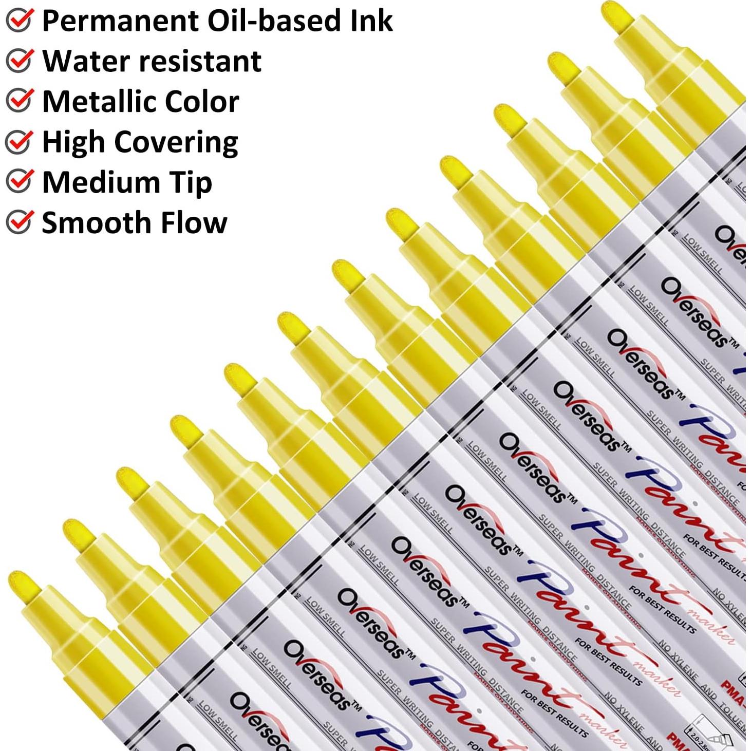 Marcadores de Pintura Amarillos Lesun, Paquete de 12, 5ml