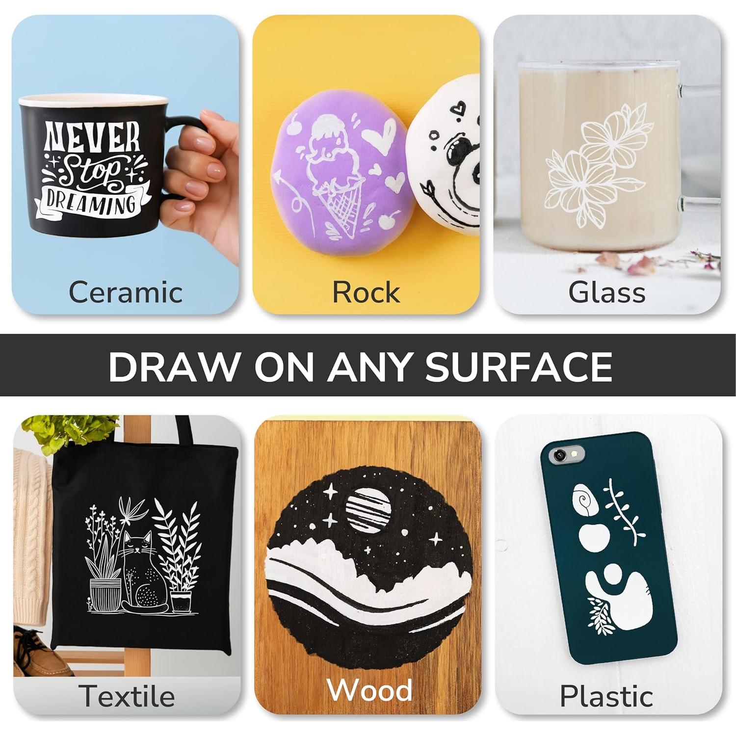 Bolígrafos de Pintura Blanca Zenacolor - Punta Fina - 5 Unidades