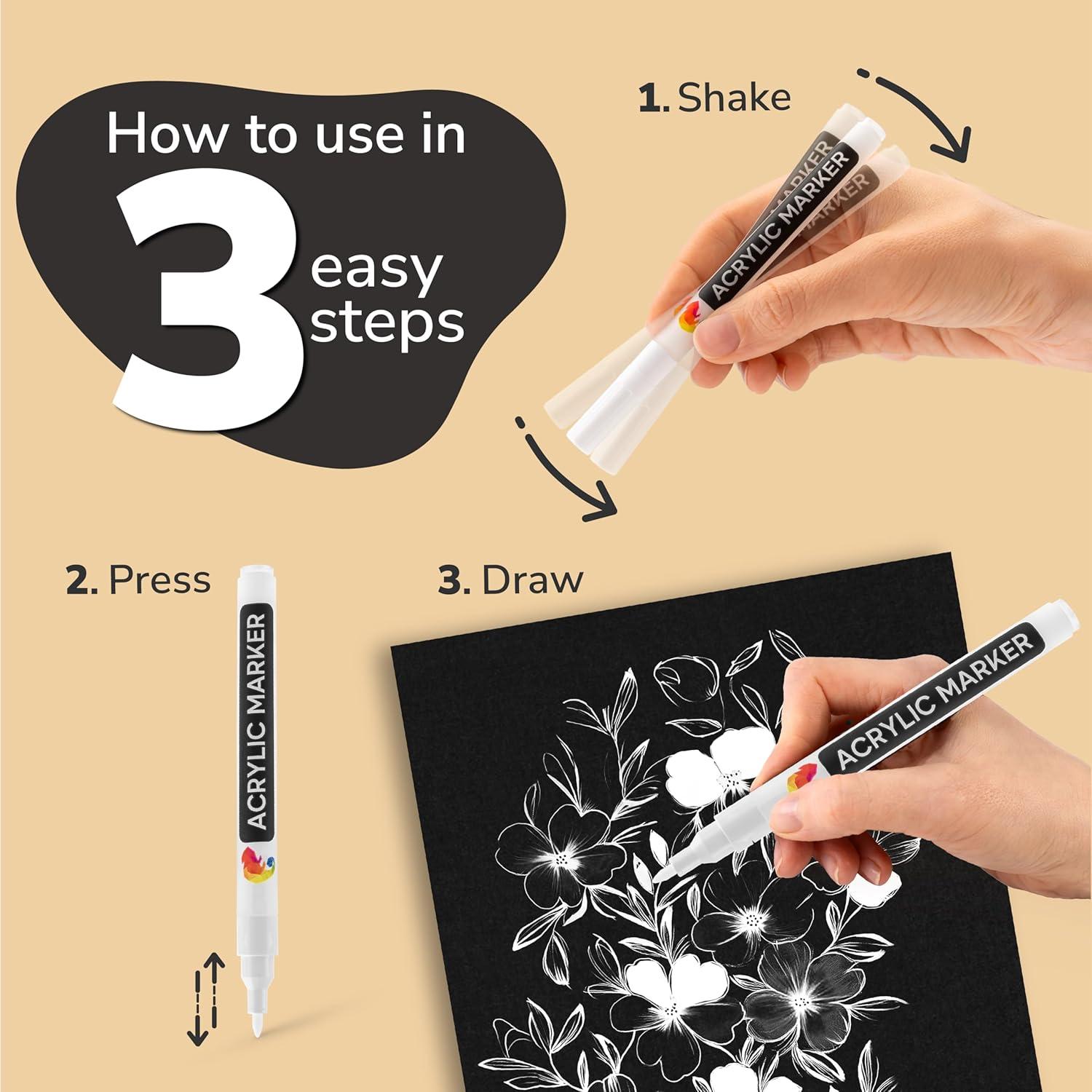 Bolígrafos de Pintura Blanca Zenacolor - Punta Fina - 5 Unidades