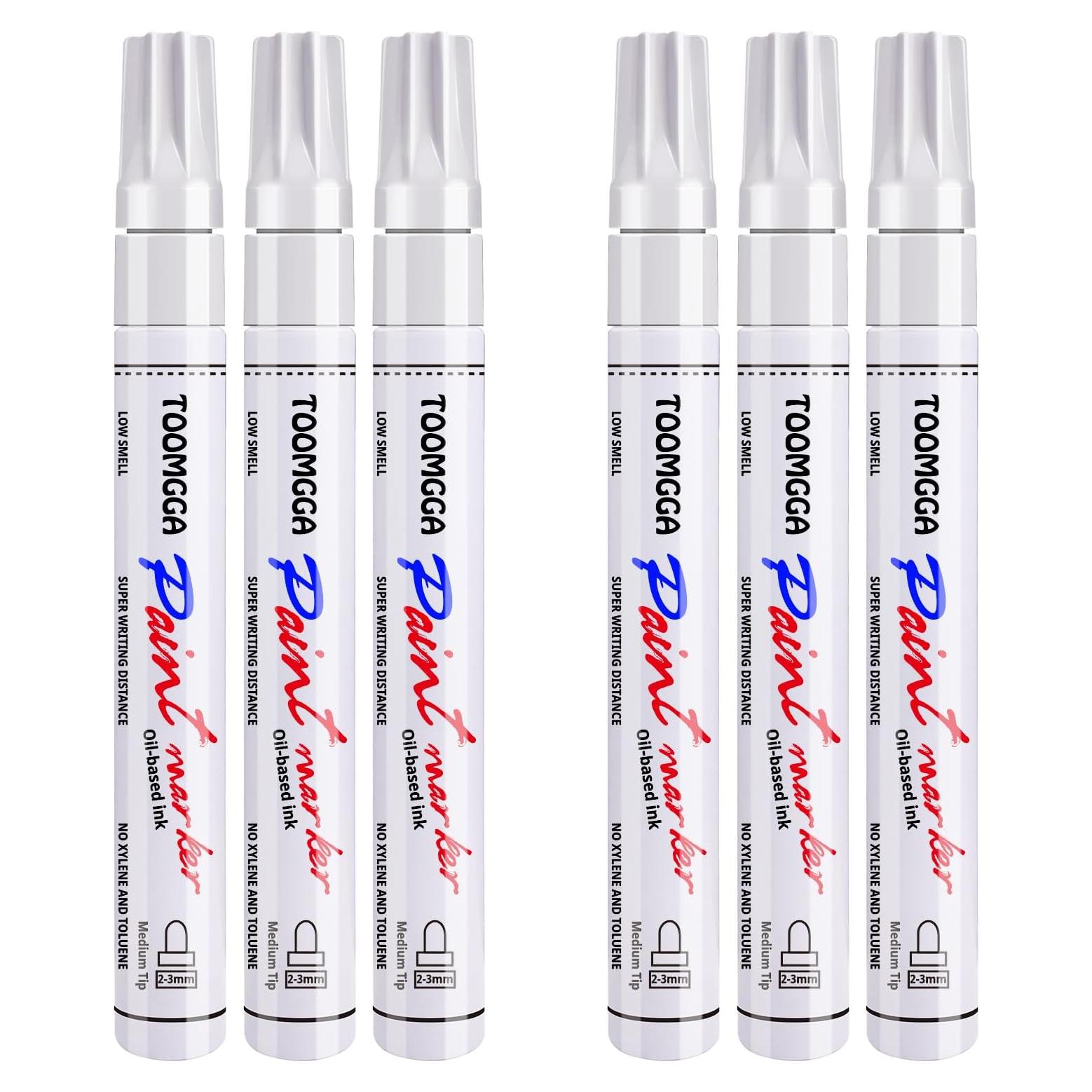 Marcadores de Pintura Blanca TOOMGGA - Paquete de 6 Unidades