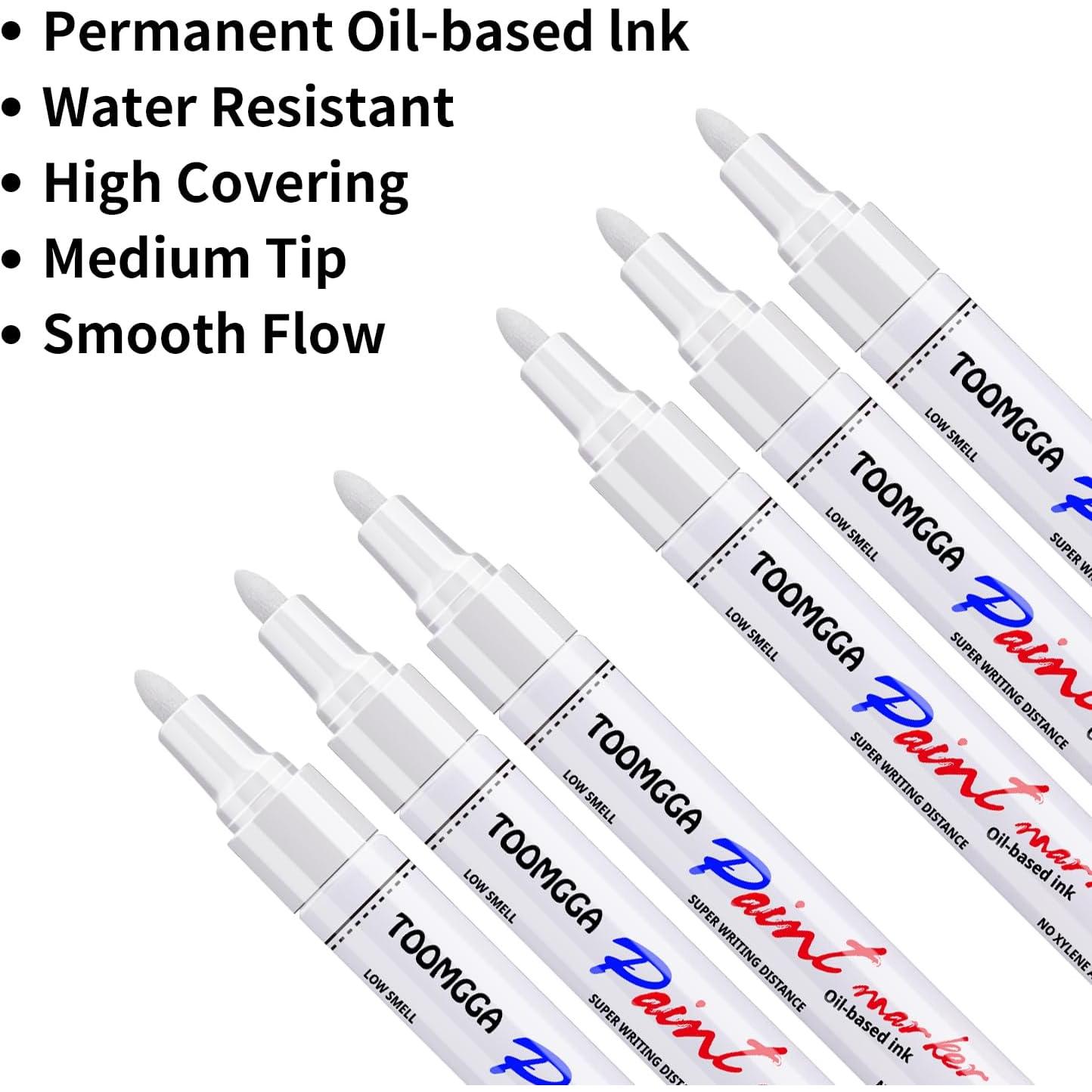 Marcadores de Pintura Blanca TOOMGGA - Paquete de 6 Unidades