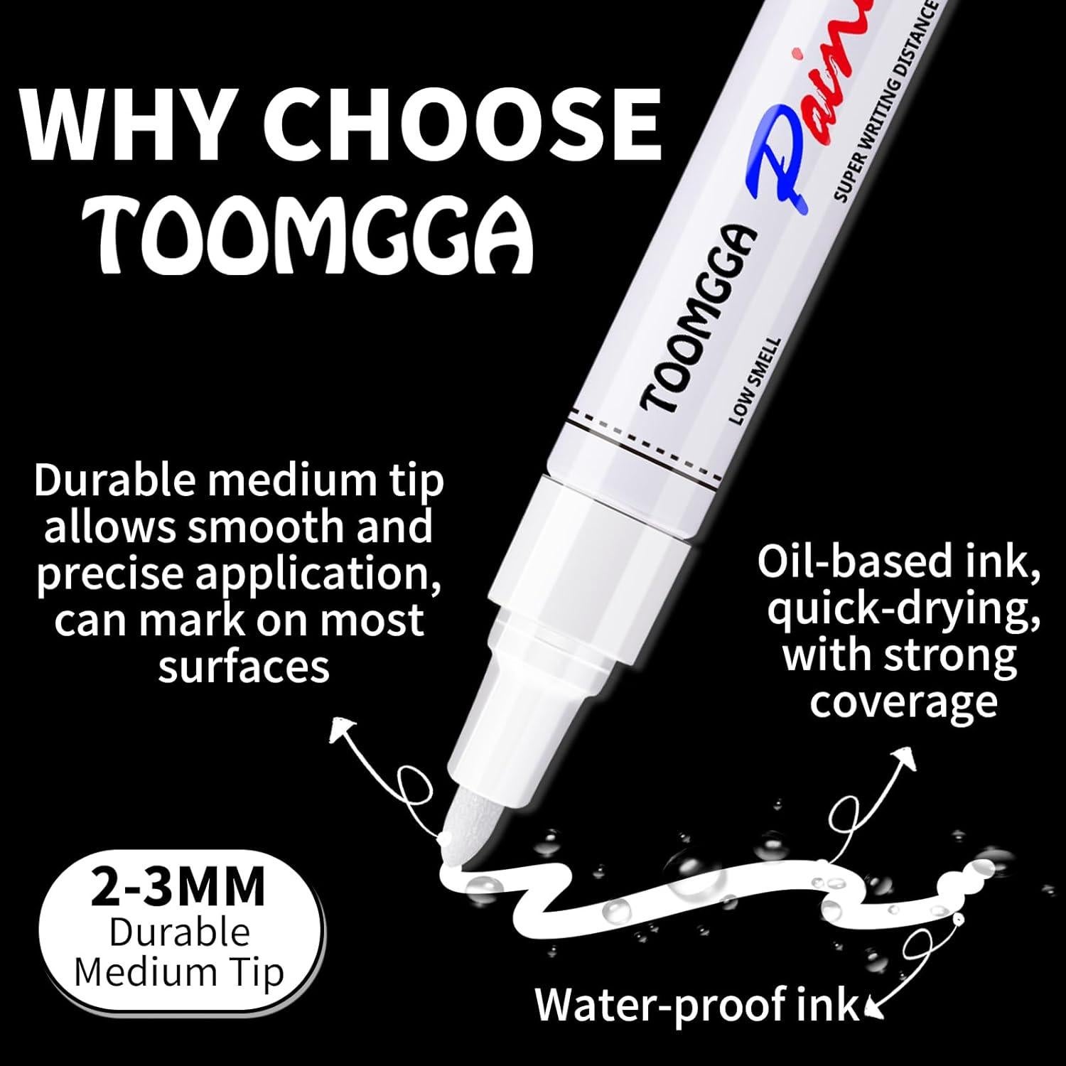 Marcadores de Pintura Blanca TOOMGGA - Paquete de 6 Unidades