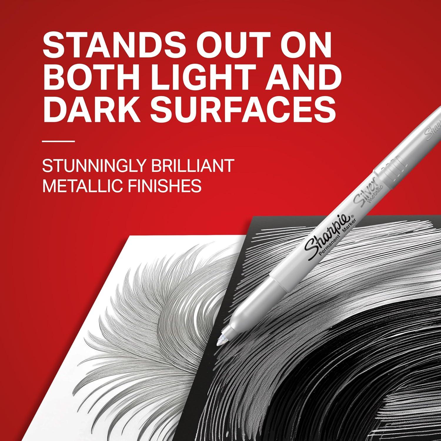 Marcadores Permanentes Metálicos Sharpie 39109PP Punta Fina Plata 4 Unidades