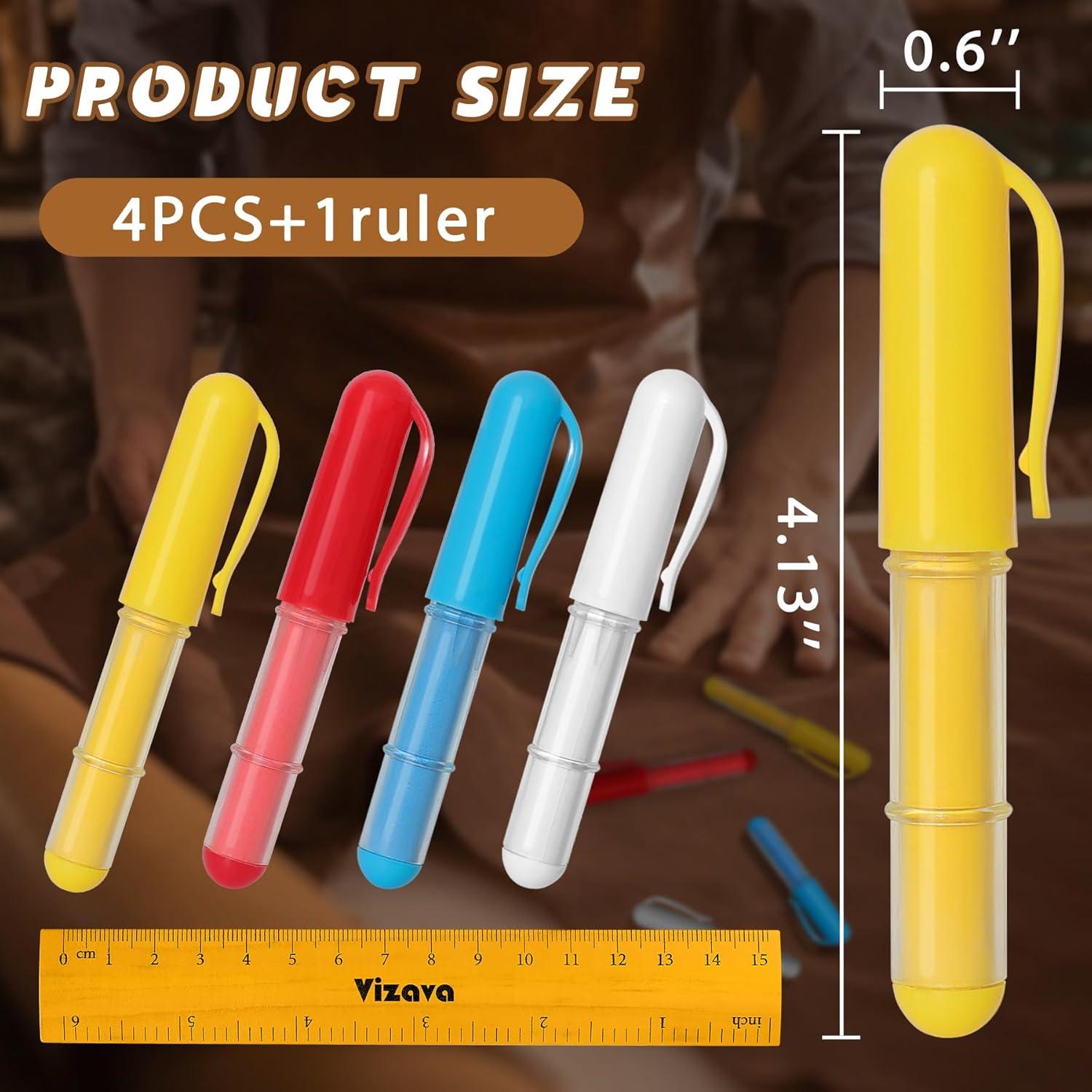 Marcadores de Tiza para Tela Vizava - 4 Colores + Regla 15cm