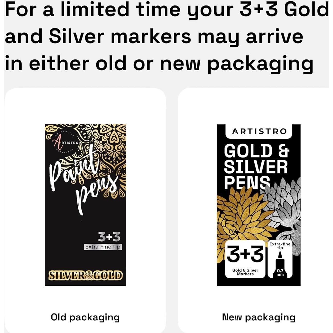 Marcadores Acrílicos Dorados y Plateados Artistro 0.7mm - 6 Unidades