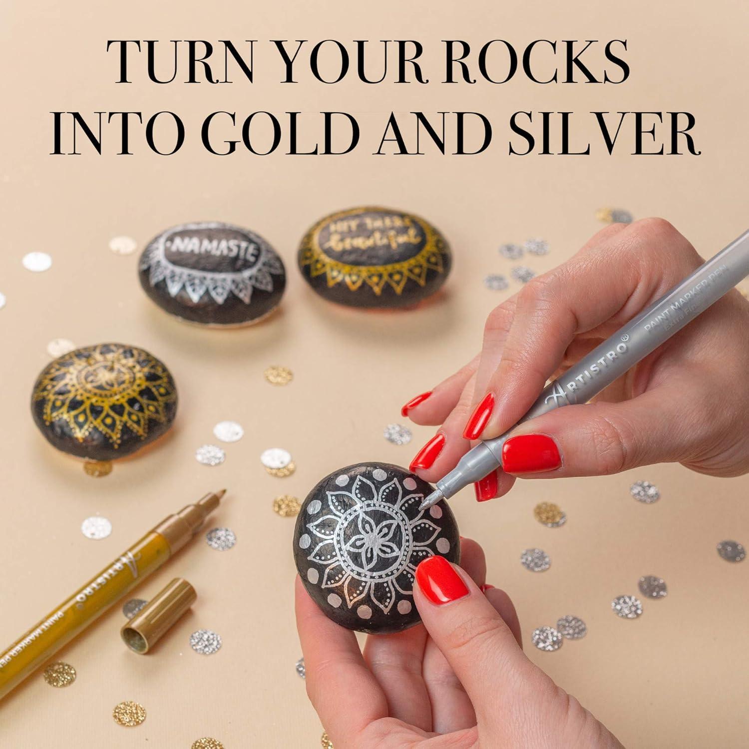 Marcadores Acrílicos Dorados y Plateados Artistro 0.7mm - 6 Unidades