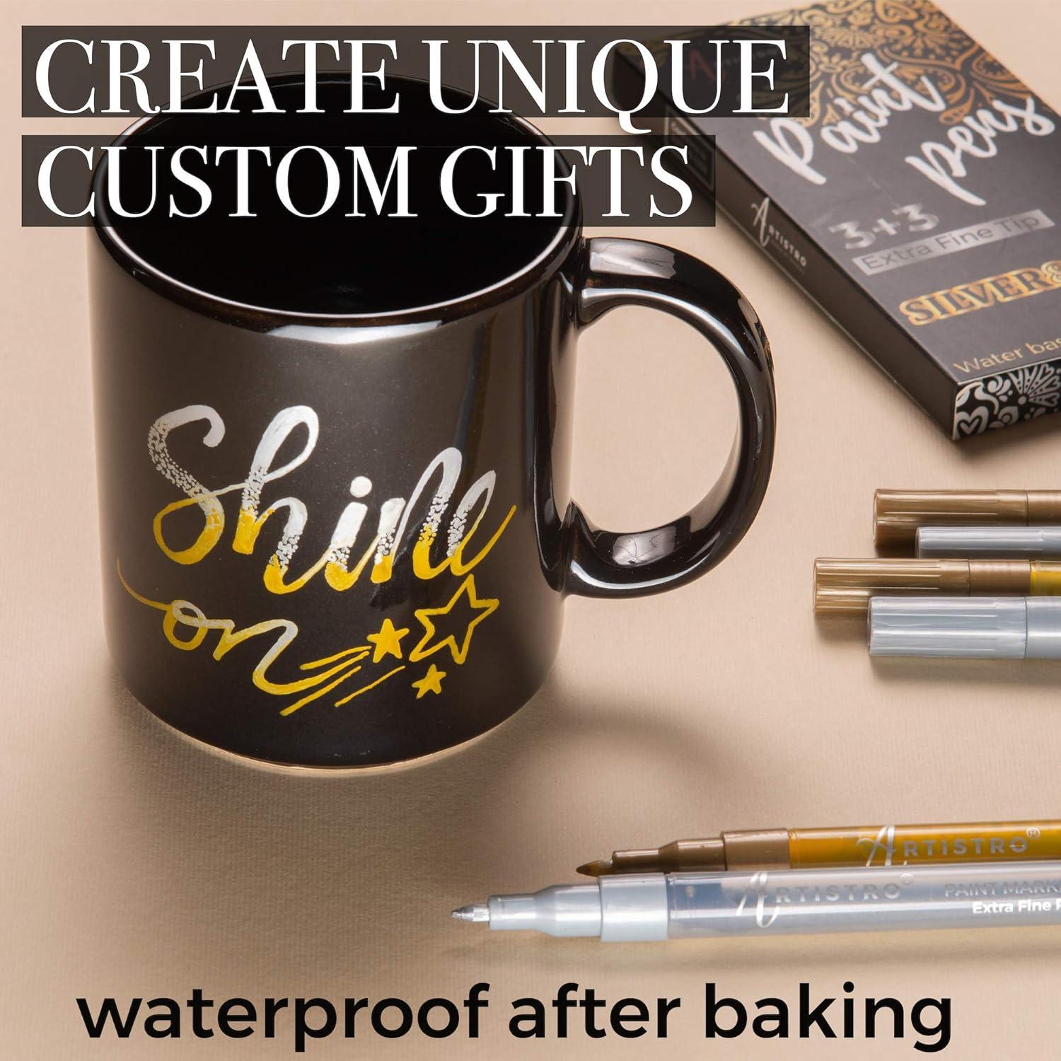 Marcadores Acrílicos Dorados y Plateados Artistro 0.7mm - 6 Unidades