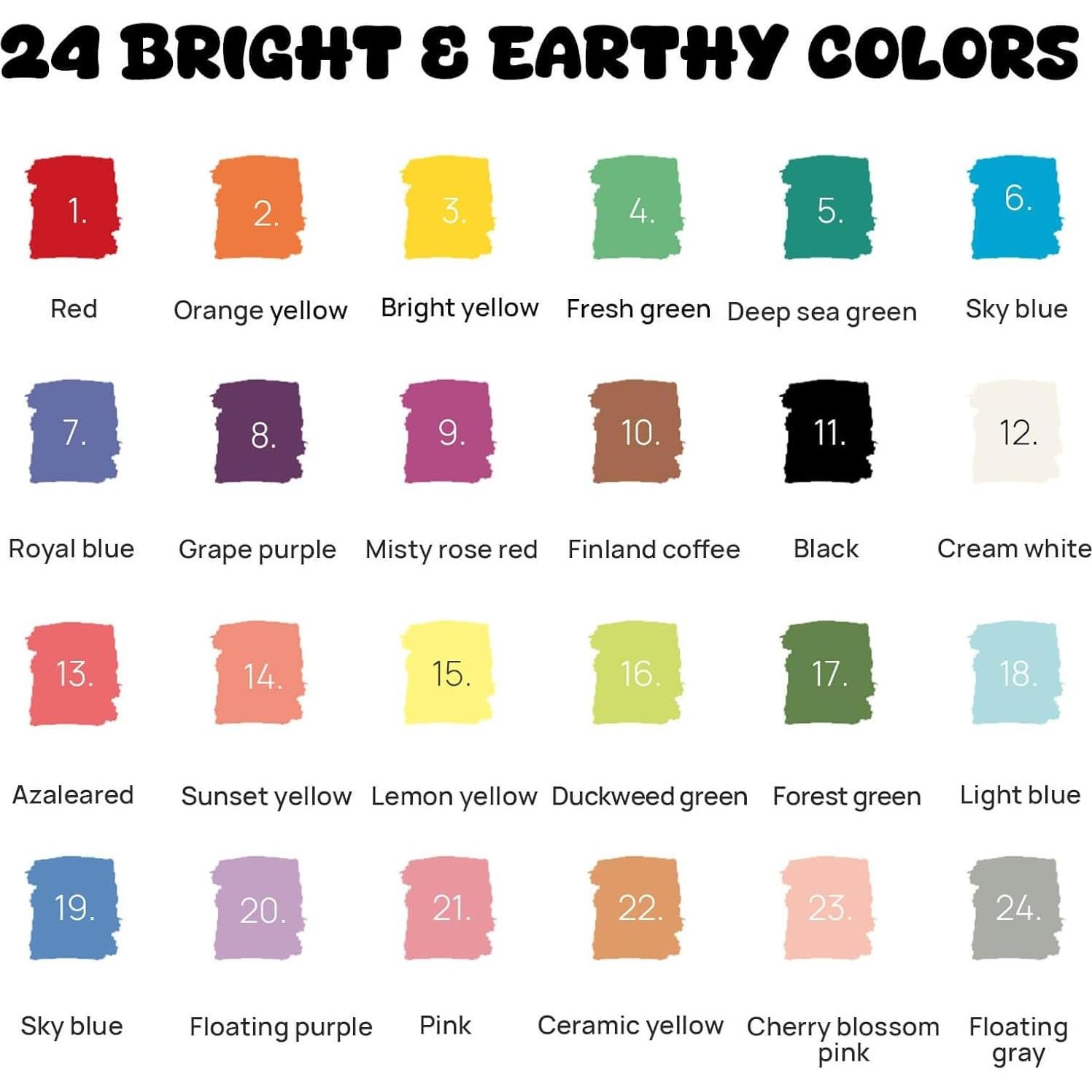 24 Marcadores de Pintura Acrílica Coogert Doble Punta 408g