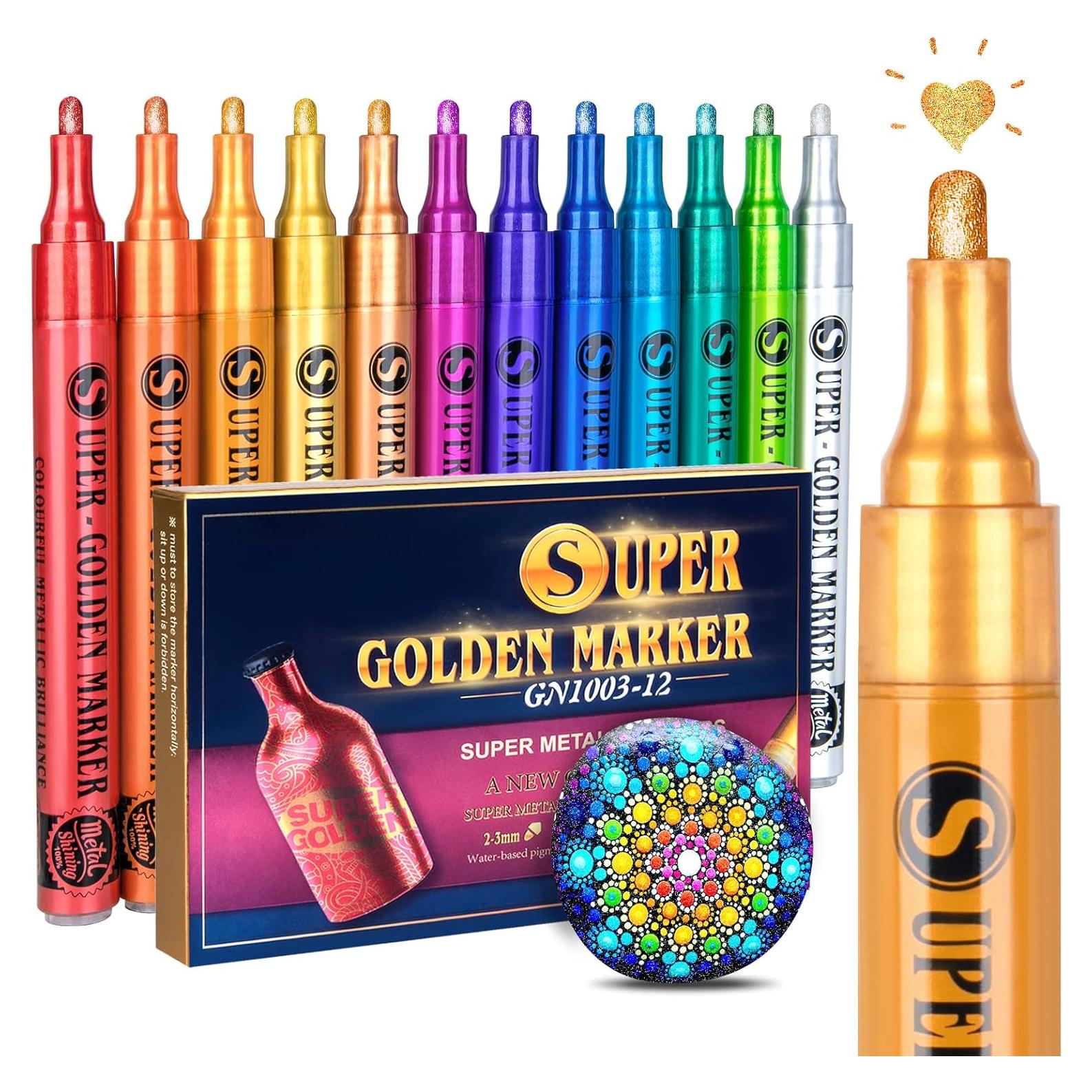 Marcadores de Pintura Acrílica Metálica SAKEYR, 12 Colores 2-3mm