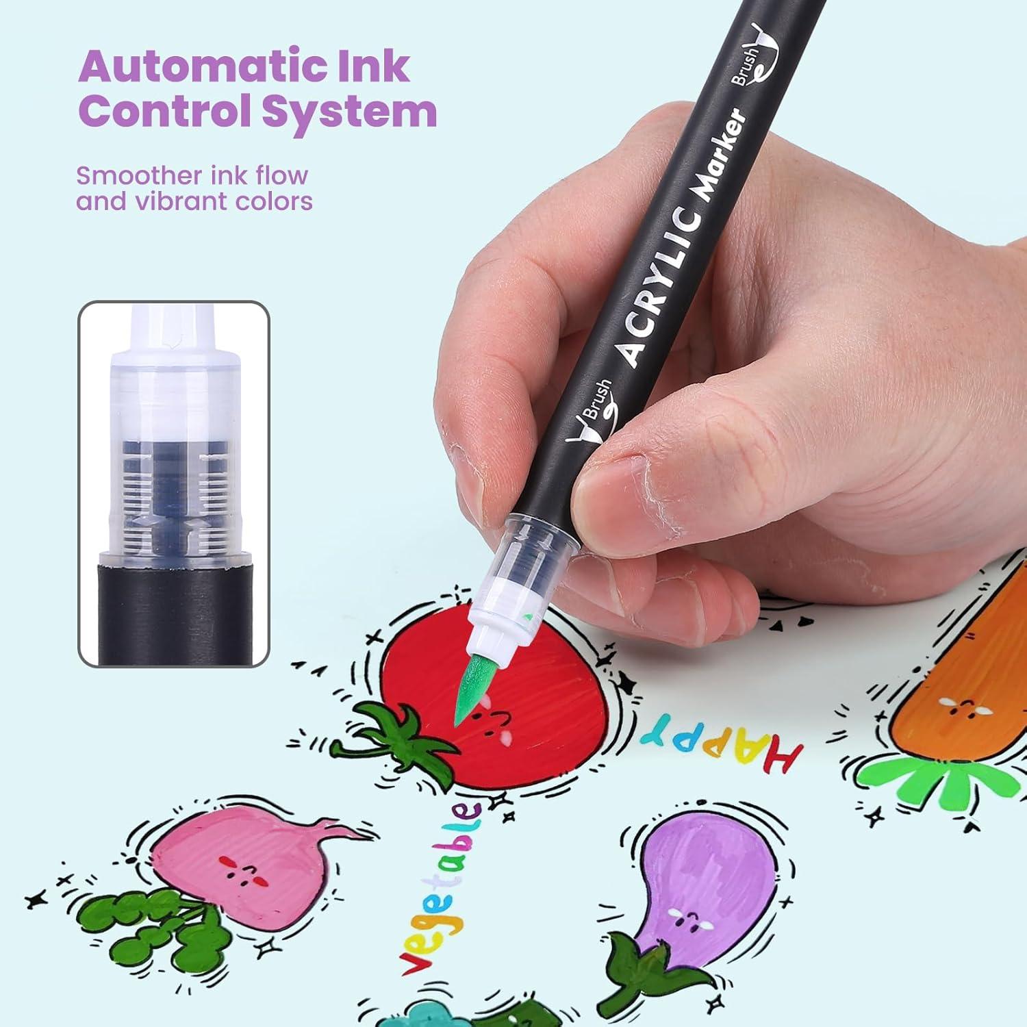 Marcadores de Pintura Acrílica Doble Punta Huesamhi 8 Colores