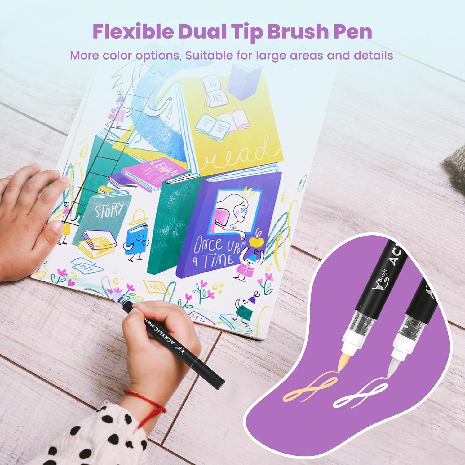 Marcadores de Pintura Acrílica Doble Punta Huesamhi 8 Colores