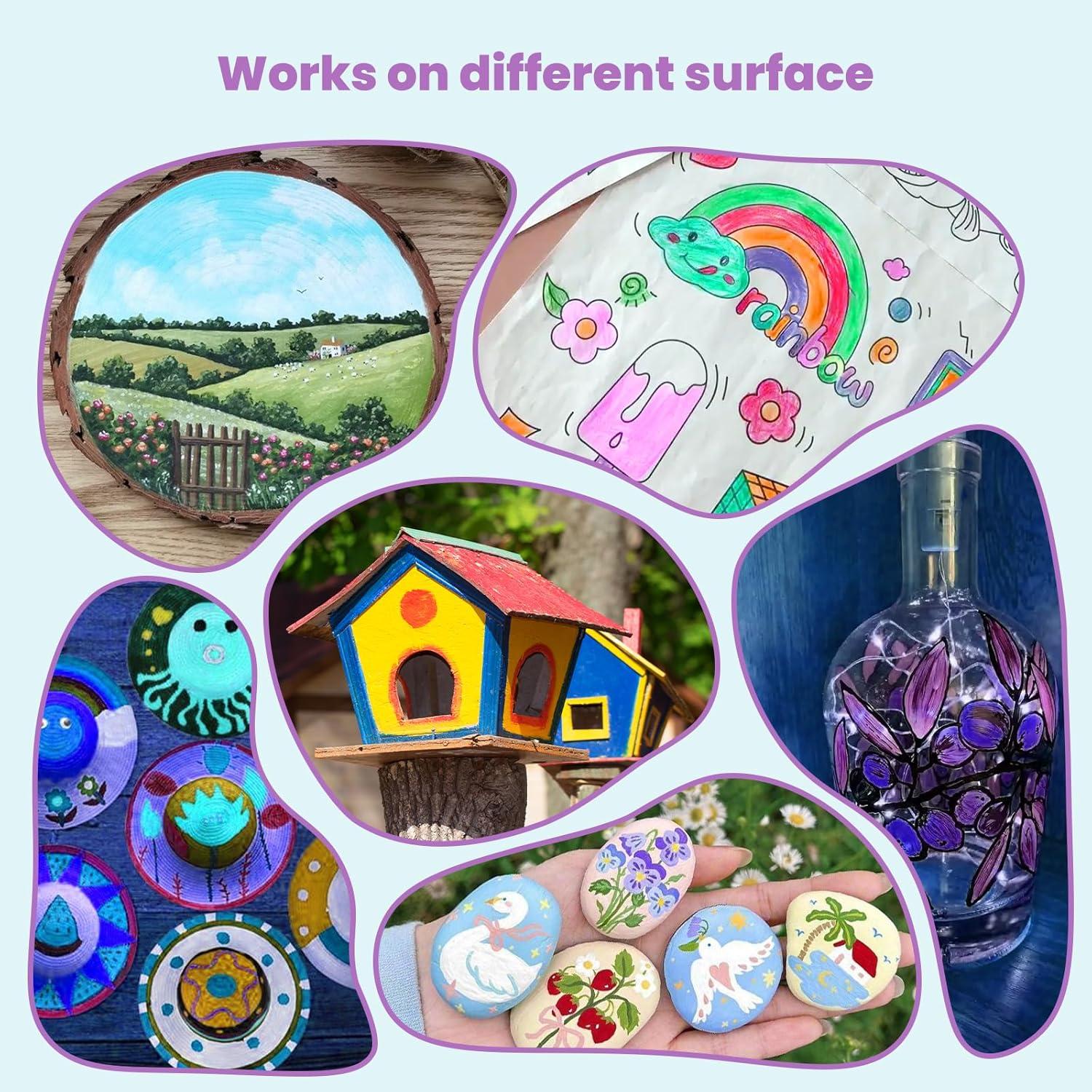 Marcadores de Pintura Acrílica Doble Punta Huesamhi 8 Colores