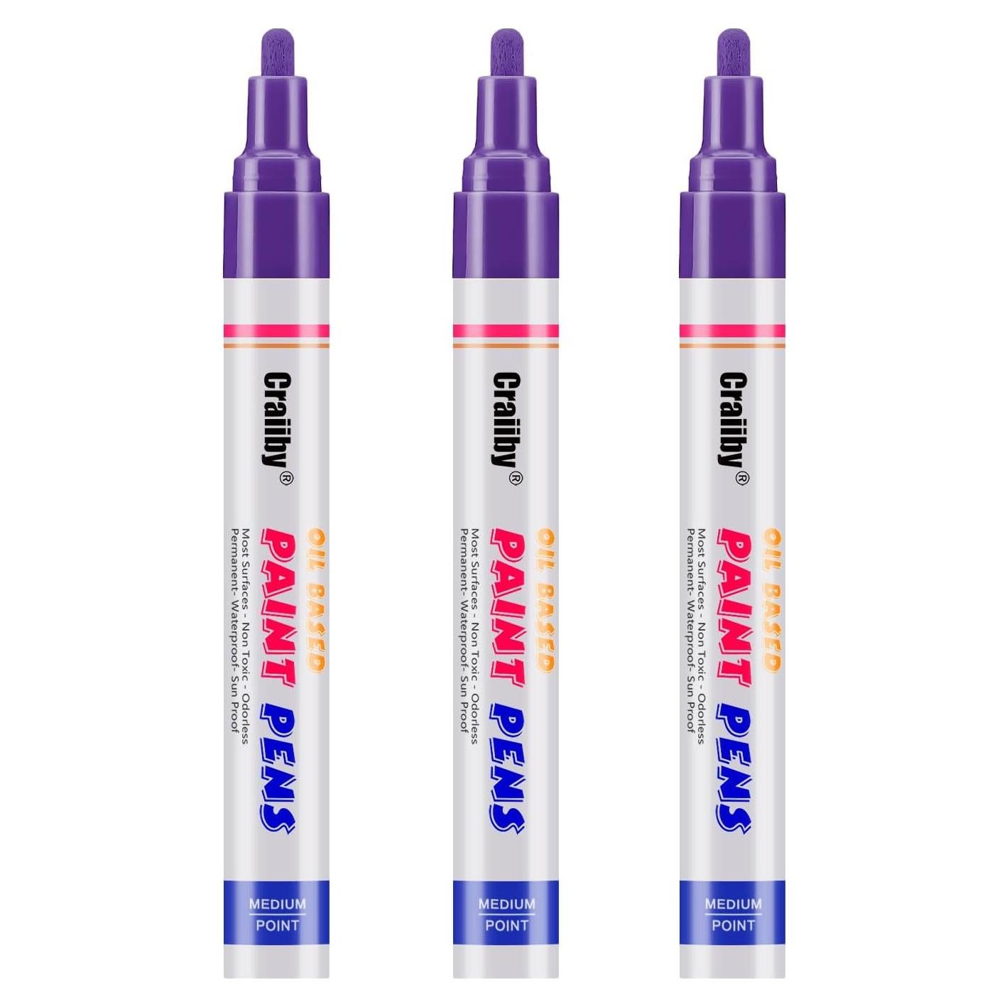Marcadores de Pintura Permanente Craiiby Morados - Paquete de 3