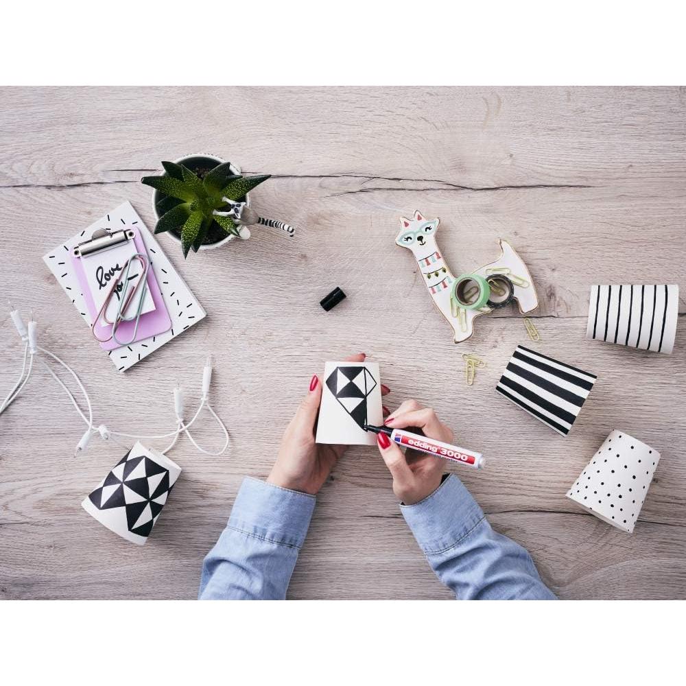 edding 3000 Round Nib 1.5-3 mm-Quick-Drying Permanent Waterproof, Smudge-Proof-for Cardboard, Plastic, Wood, Metal, Fabric-Marker, 14: 1 Pen-Light Blue