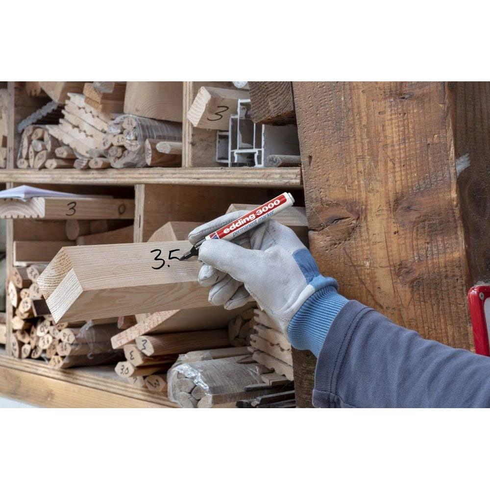 edding 3000 Round Nib 1.5-3 mm-Quick-Drying Permanent Waterproof, Smudge-Proof-for Cardboard, Plastic, Wood, Metal, Fabric-Marker, 14: 1 Pen-Light Blue