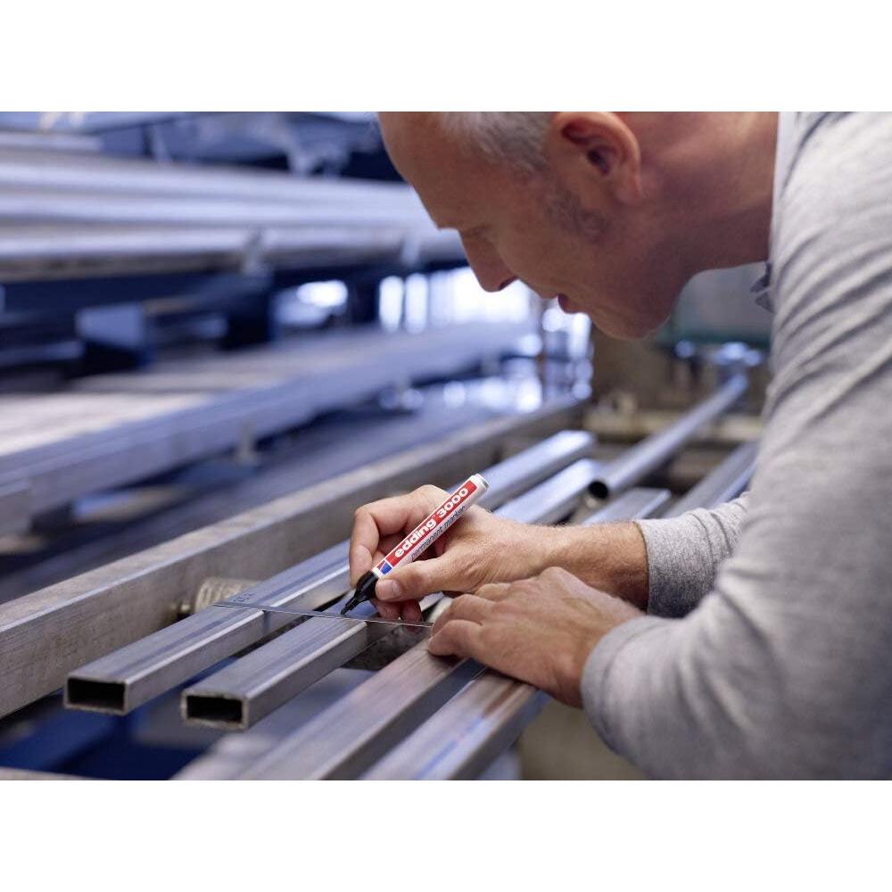 edding 3000 Round Nib 1.5-3 mm-Quick-Drying Permanent Waterproof, Smudge-Proof-for Cardboard, Plastic, Wood, Metal, Fabric-Marker, 14: 1 Pen-Light Blue