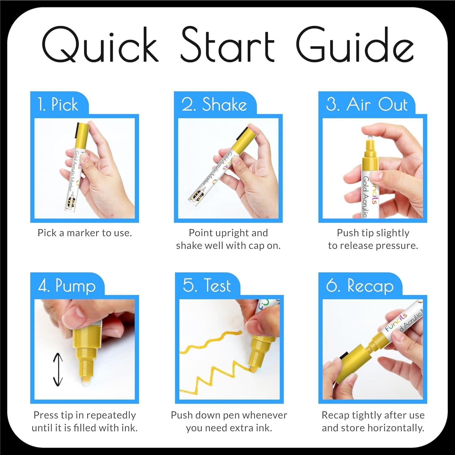 4 Marcadores de Pintura Acrílica Funcils Doble Punta 1-5mm