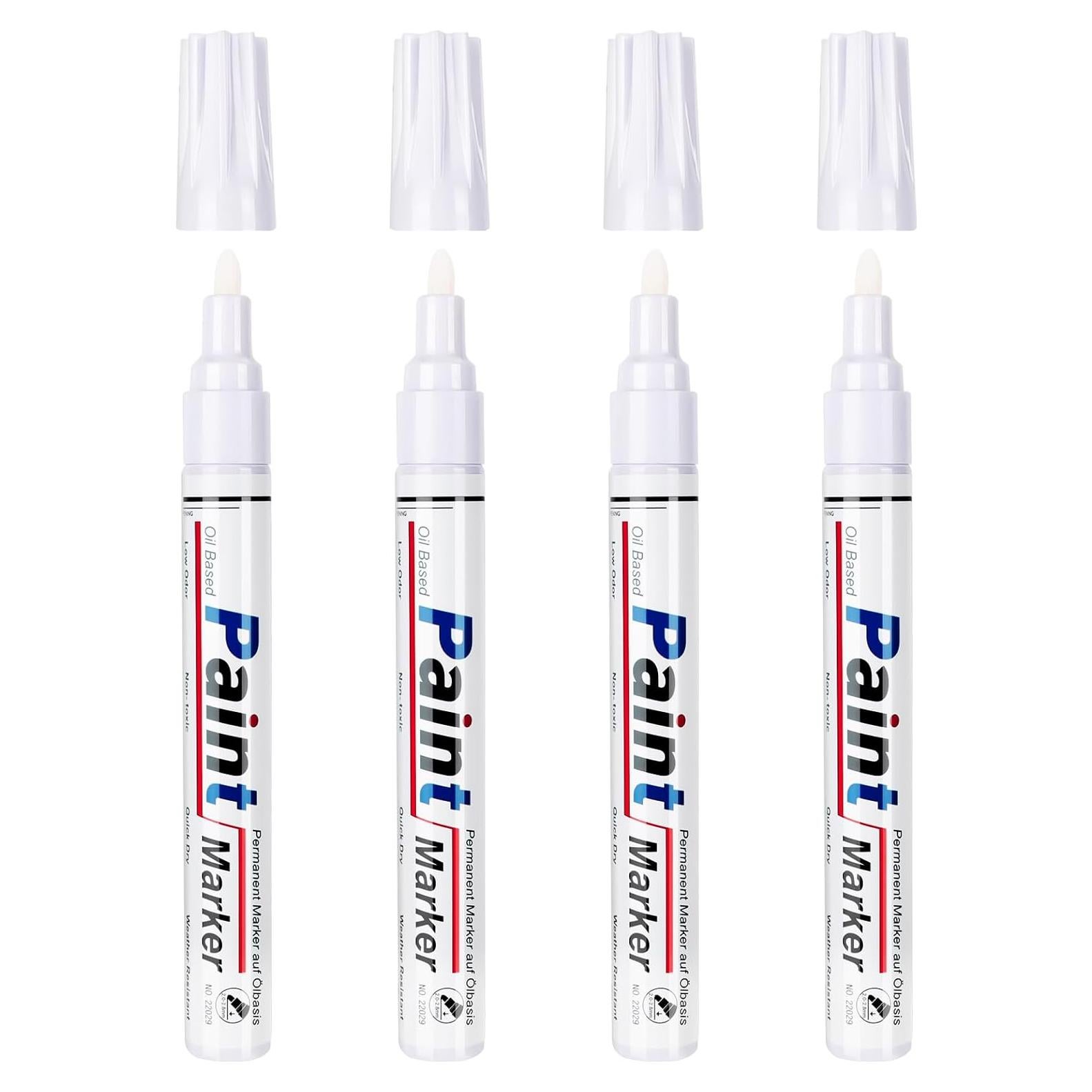 Marcadores Permanentes Blancos DAPAWIN - Paquete de 4, Punta Media