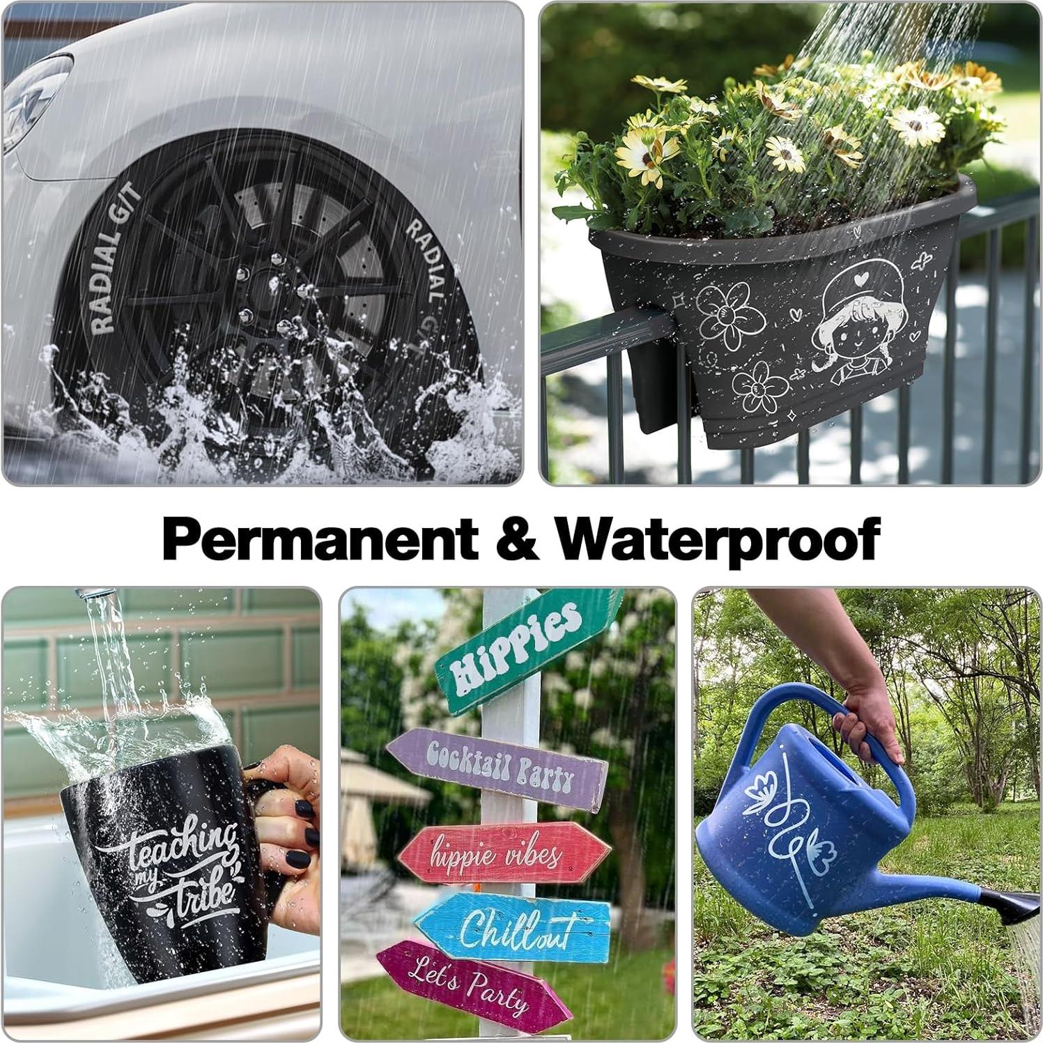 Marcadores Permanentes Blancos DAPAWIN - Paquete de 4, Punta Media