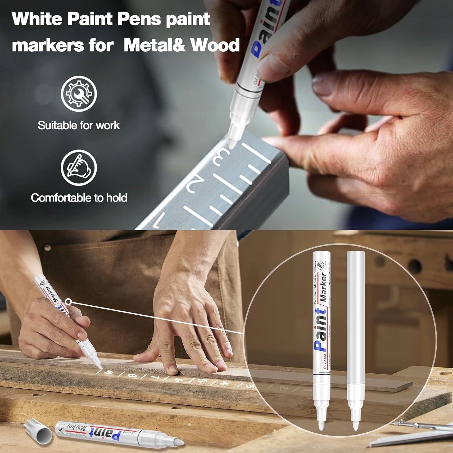 Marcadores Permanentes Blancos DAPAWIN - Paquete de 4, Punta Media