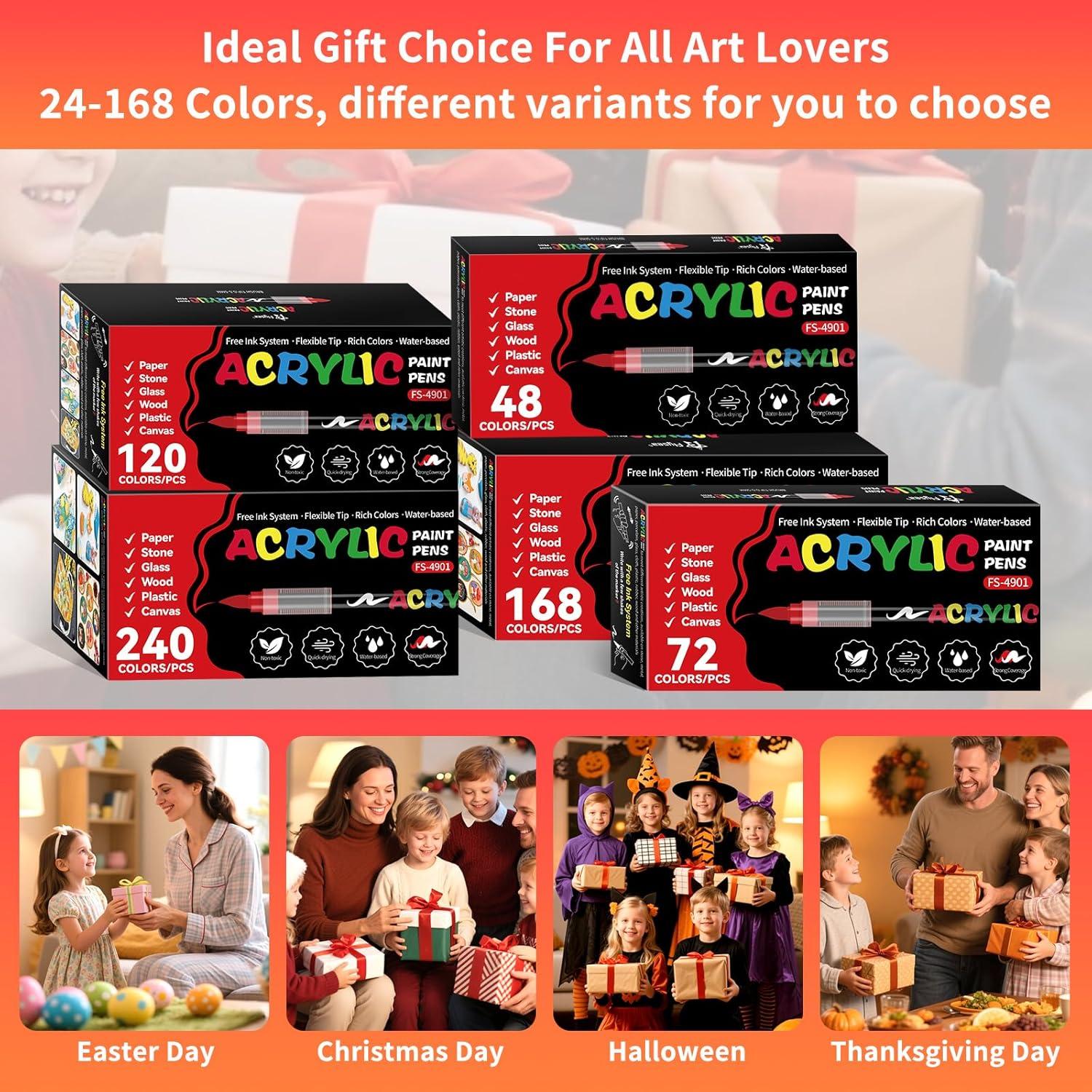 Set de 168 Marcadores de Pintura Acrílica TECADA Multicolor