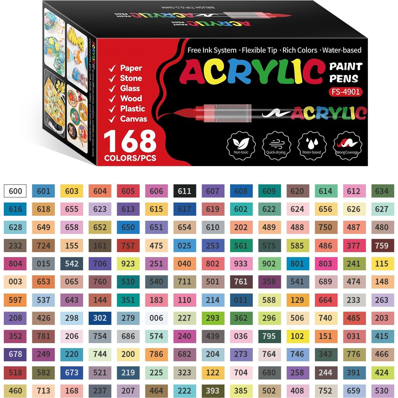 Set de 168 Marcadores de Pintura Acrílica TECADA Multicolor