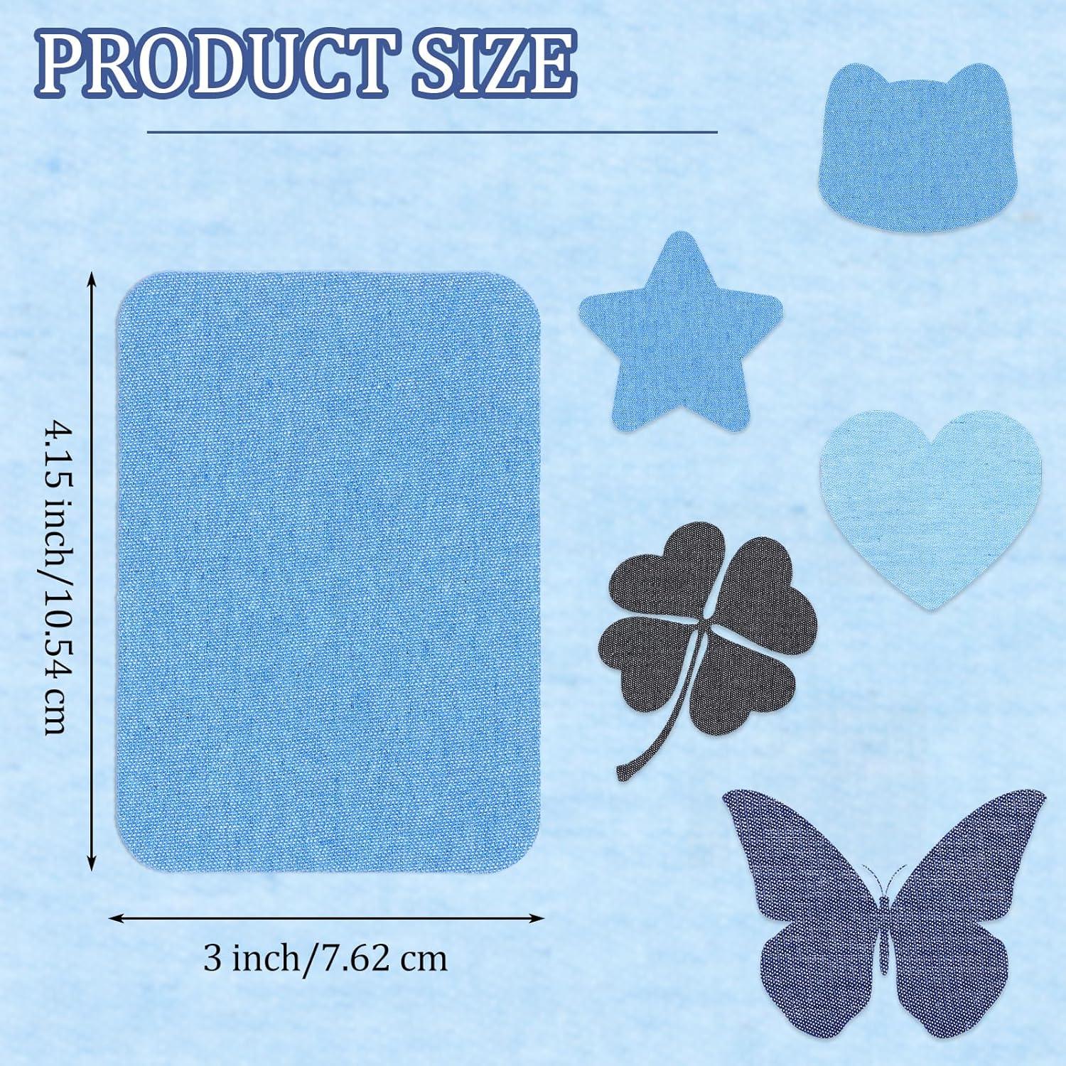 Iron on Patches for Clothing Repair, Denim Patches for Jeans Inside and Outside, 20pcs Sew on Jean Patch for Ripped Jeans, Denim Iron on Patch for Elbow & Knee, Versatile Fabric Repair Kit