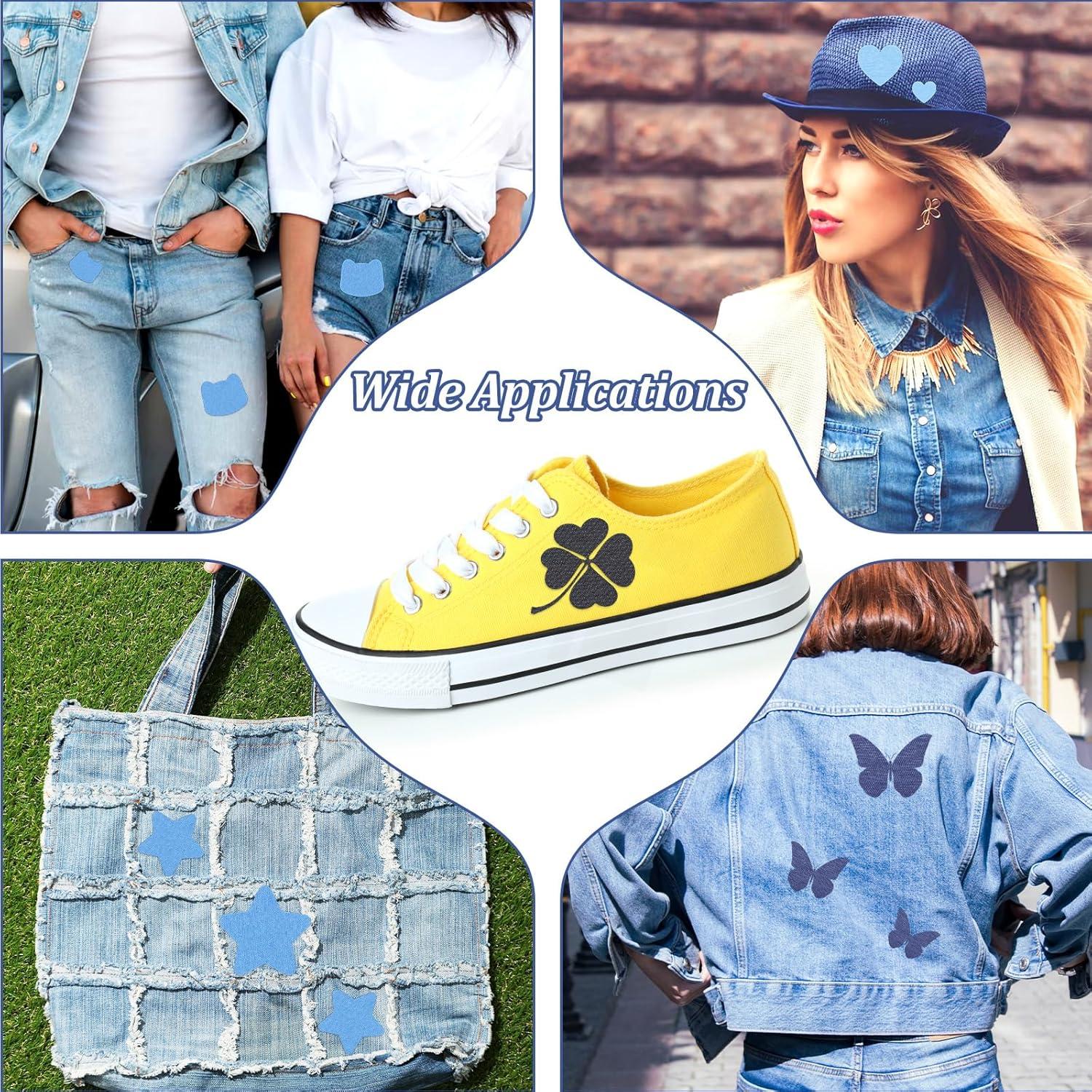 Iron on Patches for Clothing Repair, Denim Patches for Jeans Inside and Outside, 20pcs Sew on Jean Patch for Ripped Jeans, Denim Iron on Patch for Elbow & Knee, Versatile Fabric Repair Kit