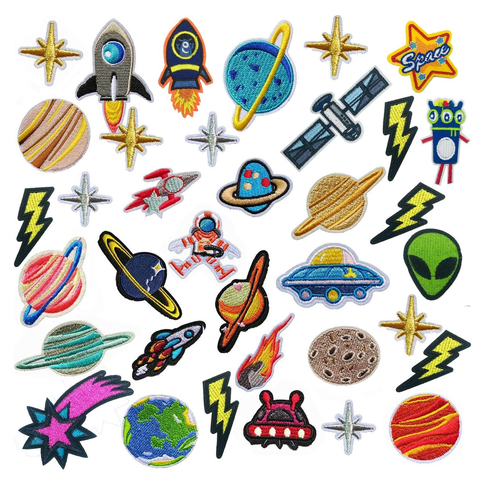 Kit 35 Parches Bordados Planetas Woohome para Ropa