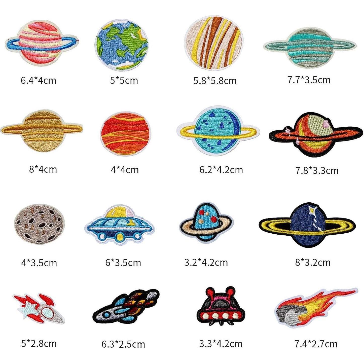Kit 35 Parches Bordados Planetas Woohome para Ropa