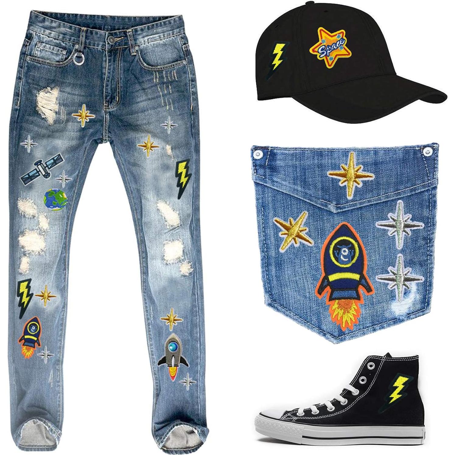 Kit 35 Parches Bordados Planetas Woohome para Ropa