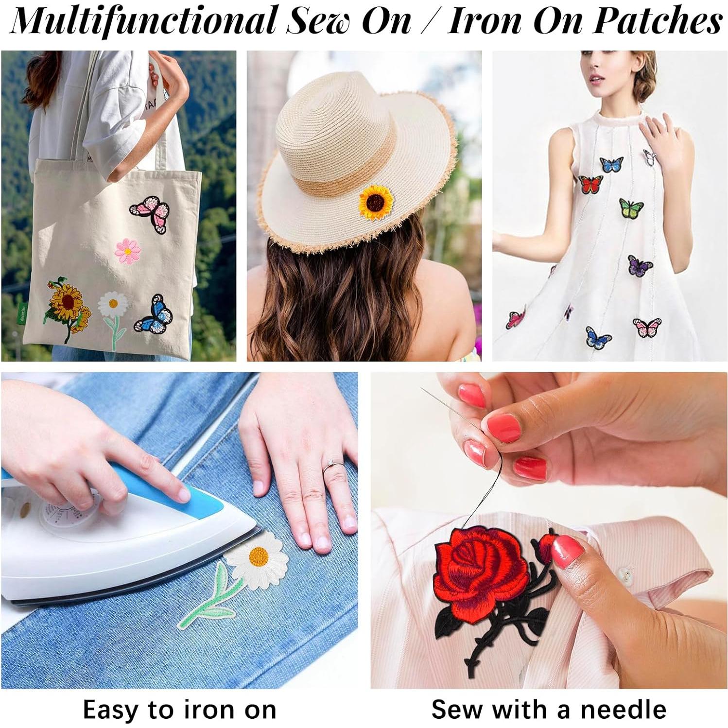 Set de 72 Parches Bordados Termoadhesivos RETON - Mariposas y Flores