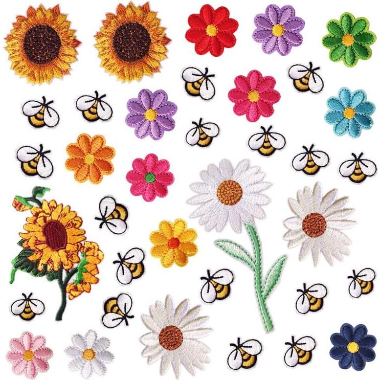 Set de 72 Parches Bordados Termoadhesivos RETON - Mariposas y Flores