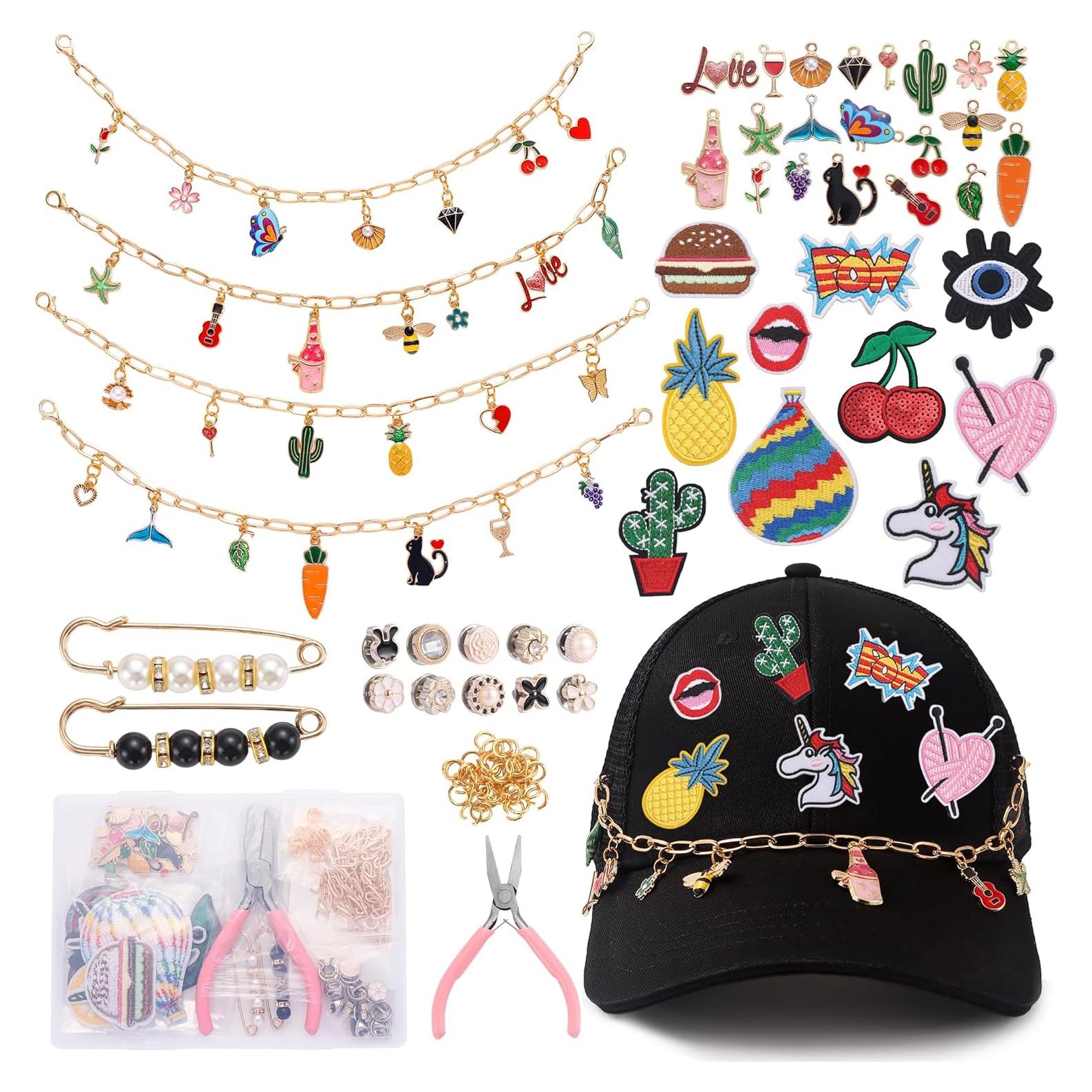 Kit de Parches y Cadenas Quorineo 87 Piezas para Gorras DIY