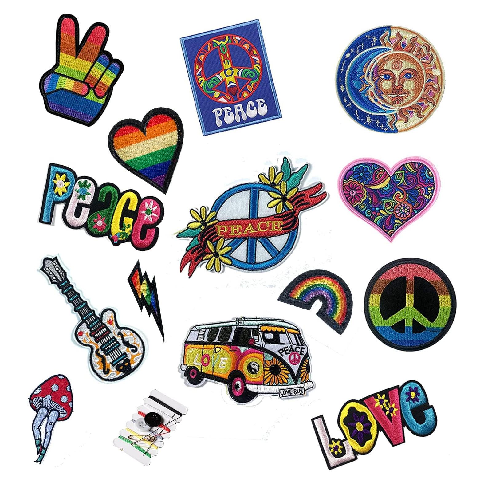 14 Parches de Planchar Joynaamn para Ropa y Mochilas - Vintage Hippie
