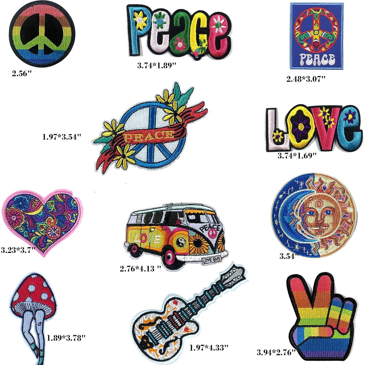 14 Parches de Planchar Joynaamn para Ropa y Mochilas - Vintage Hippie