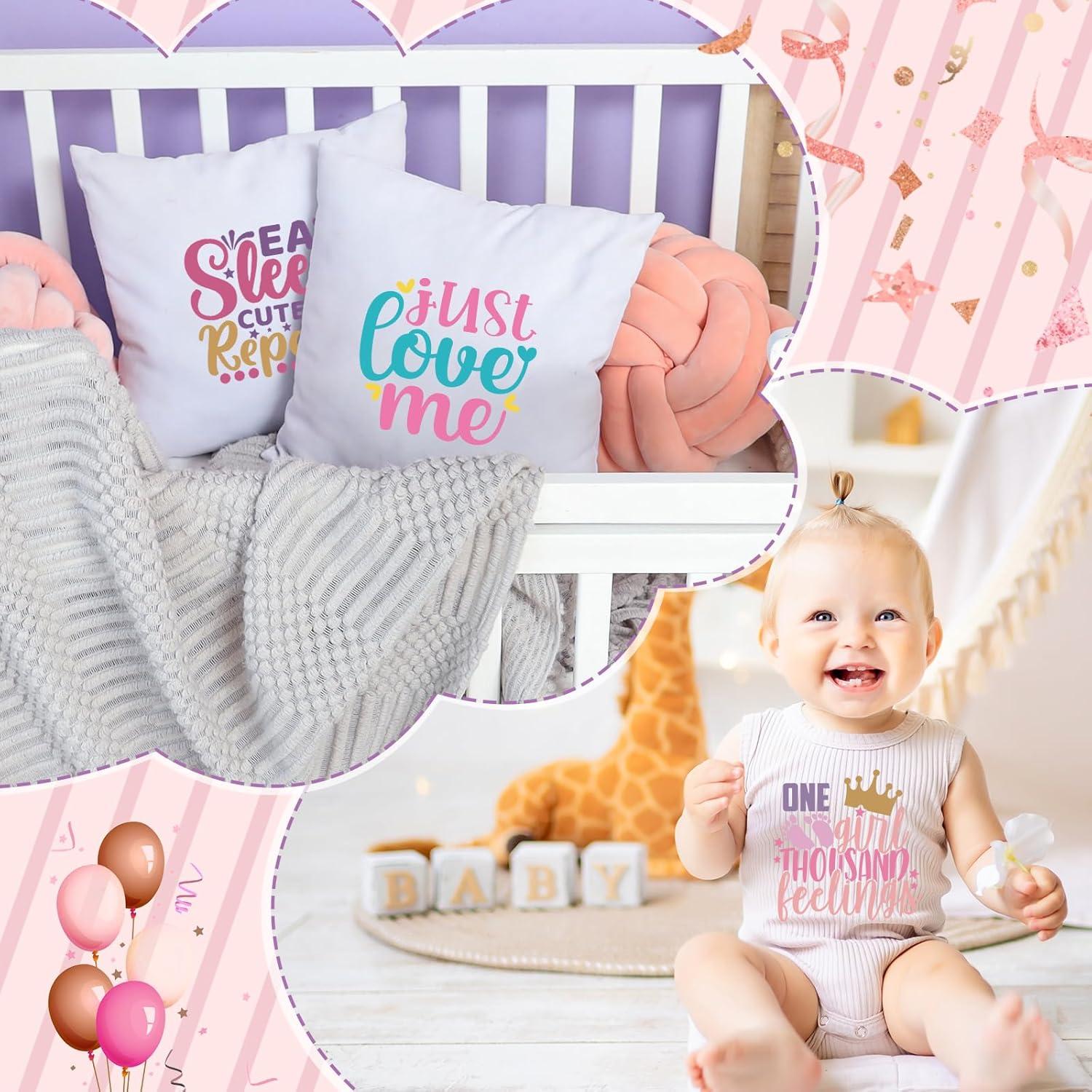 Transferencias Térmicas Dazoratix para Bebés Rosa - 30 Piezas 15.24x15.24 cm