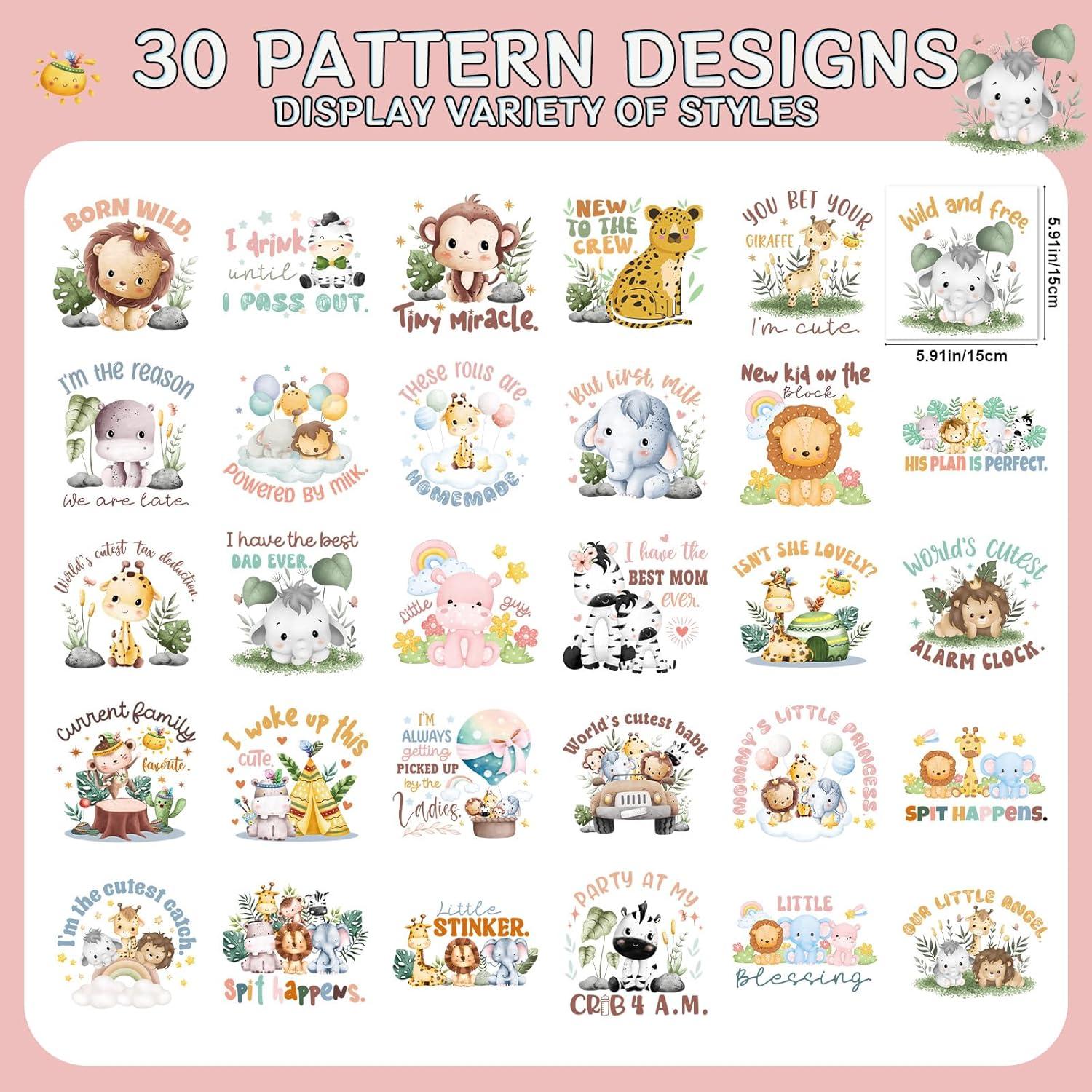 Kit de Transferencias de Plancha Falueqg - 30 Piezas Animales