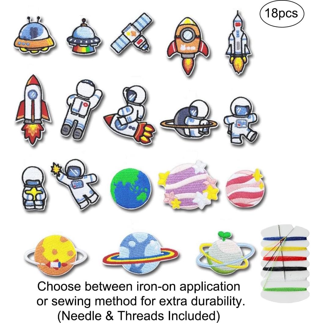 Kit de 18 Parches Bordados Termoadhesivos Bealuffe 2-6 cm