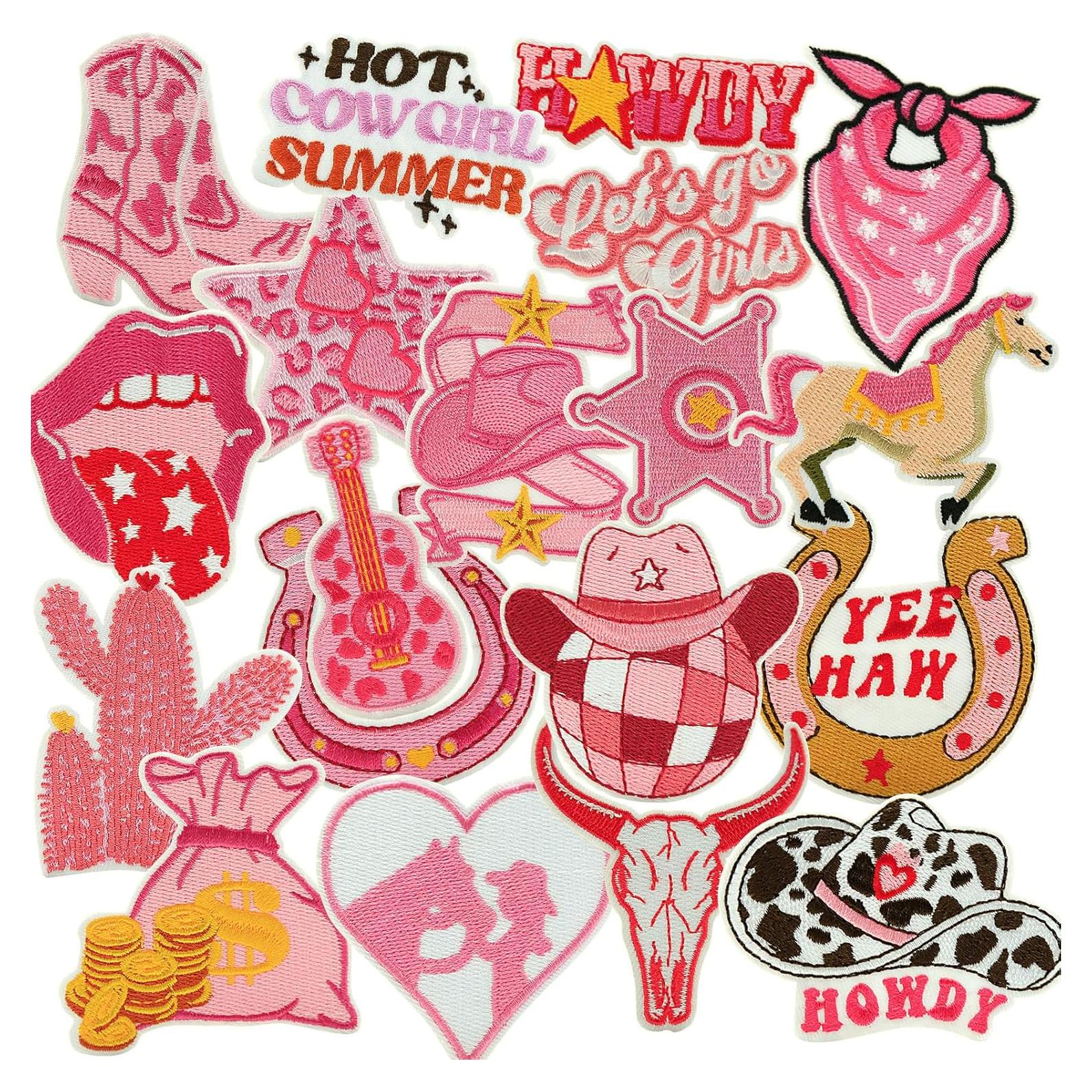 19 Piezas Parche Bordado Vaquero Rosa XMJY para Ropa y Gorras