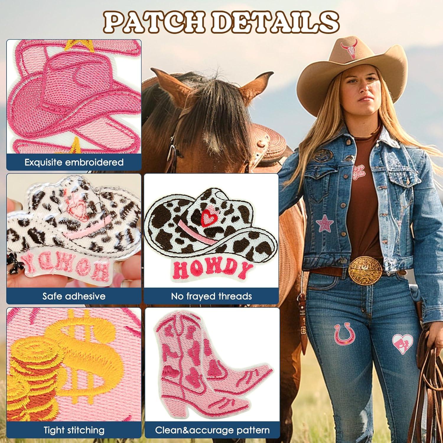 19 Piezas Parche Bordado Vaquero Rosa XMJY para Ropa y Gorras