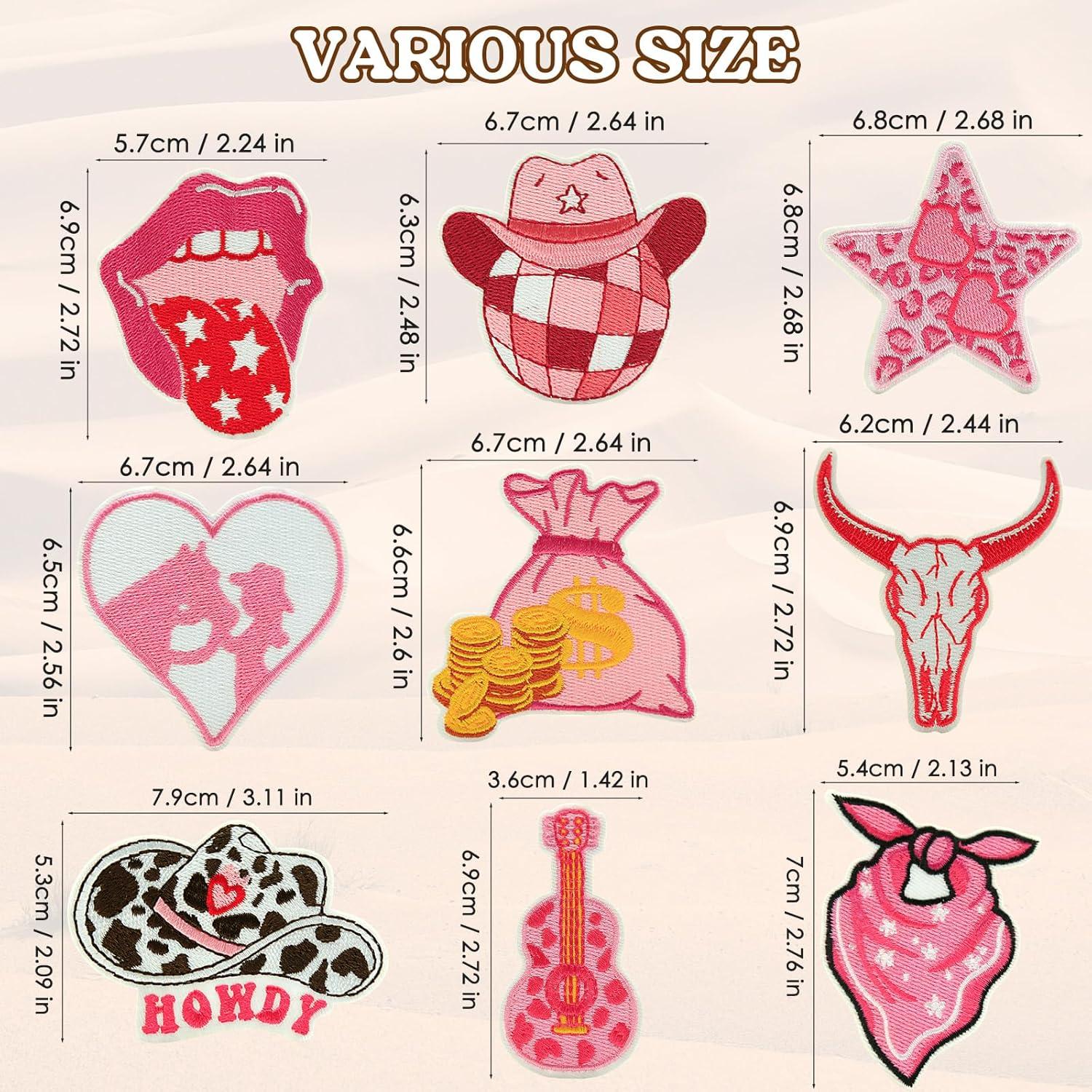 19 Piezas Parche Bordado Vaquero Rosa XMJY para Ropa y Gorras